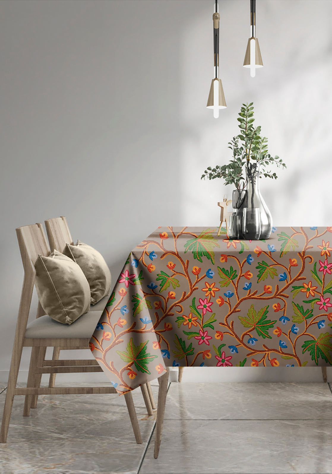 VAROSKI KASHMIRI BROWNISH TABLE CLOTH