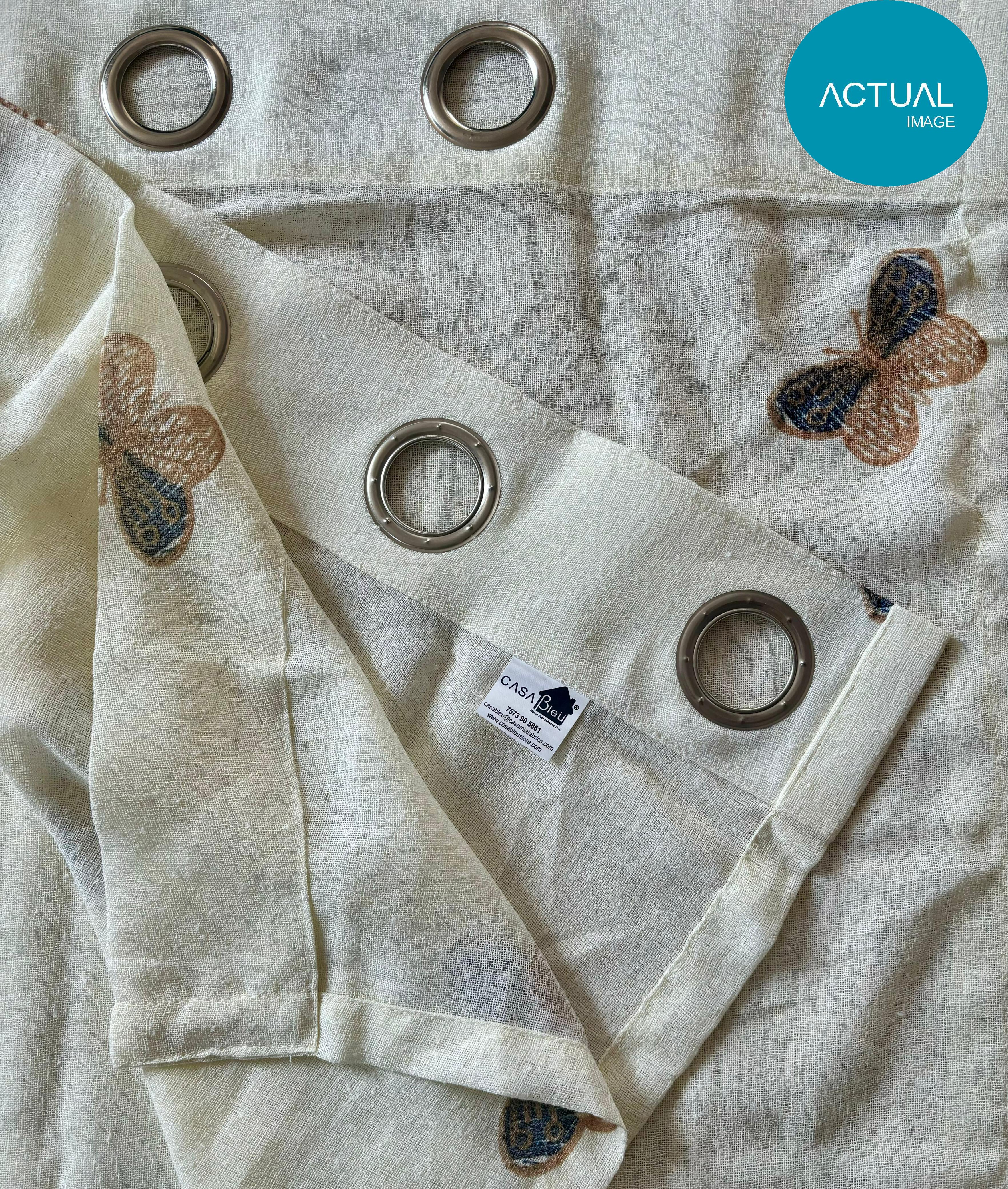 BUTTERFLY MUSTARD PRINTED SHEER CURTAIN