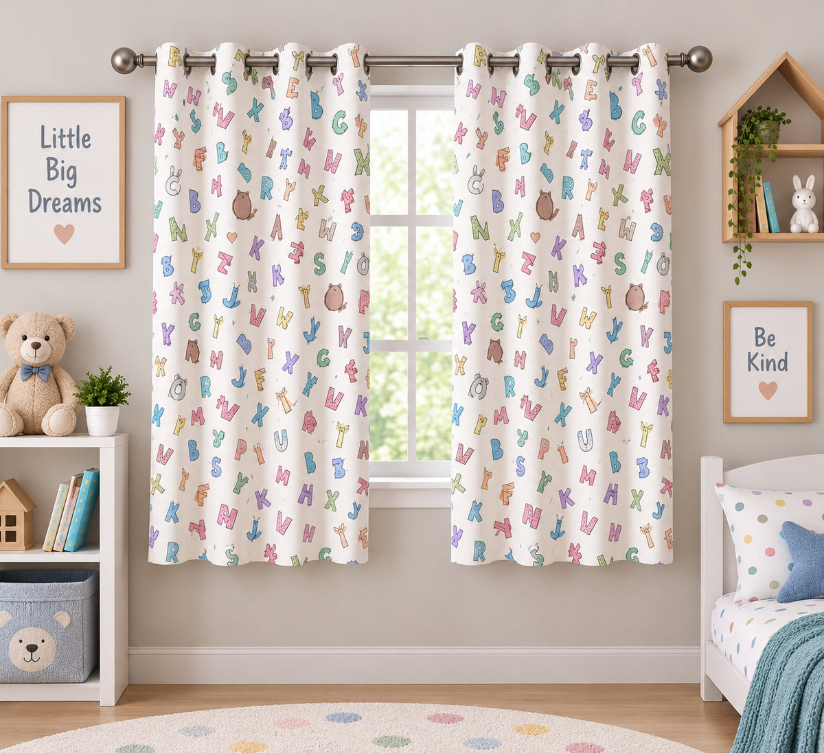 Happy Learning Printed Curtain