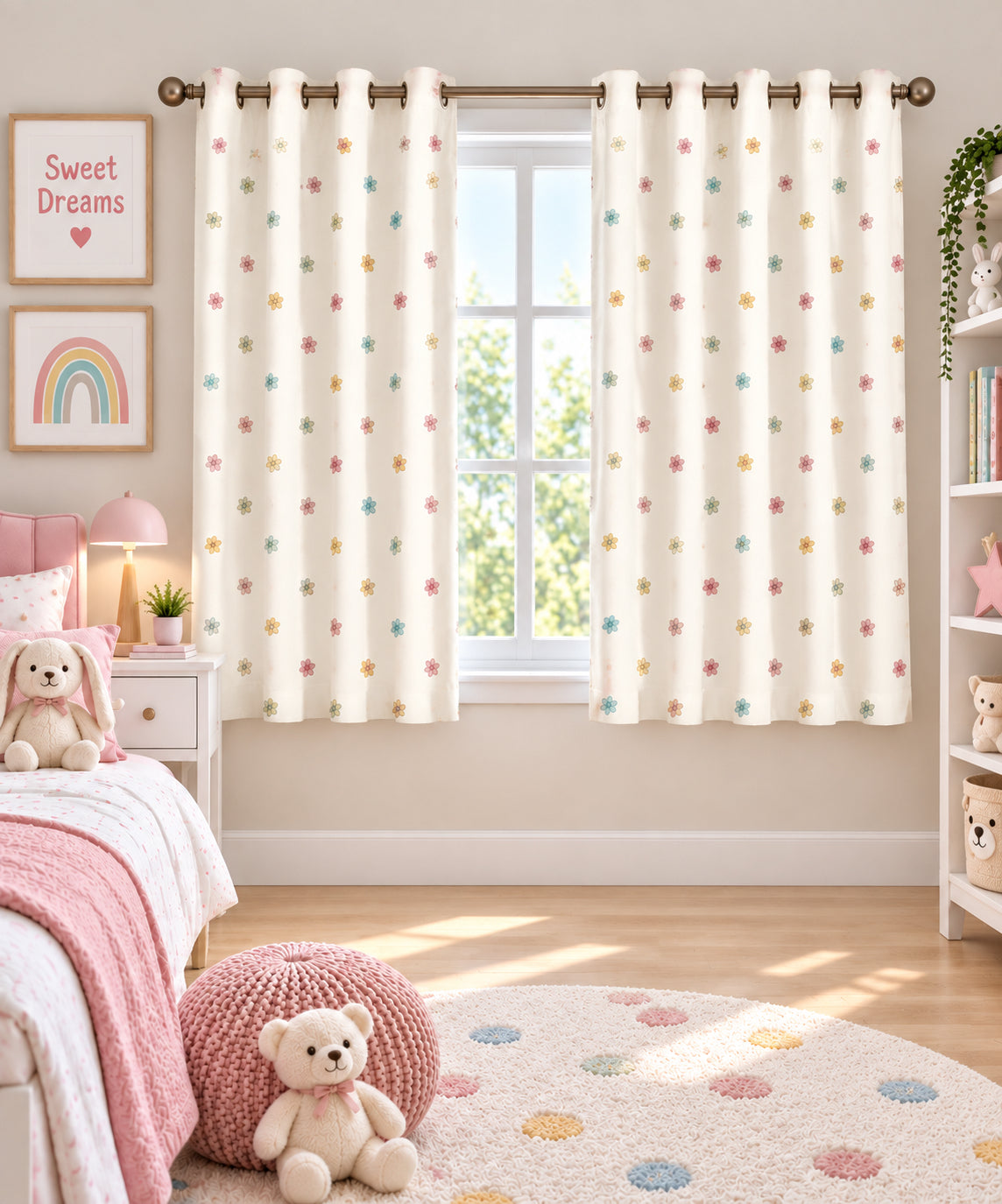 Multi Flower Printed Curtain