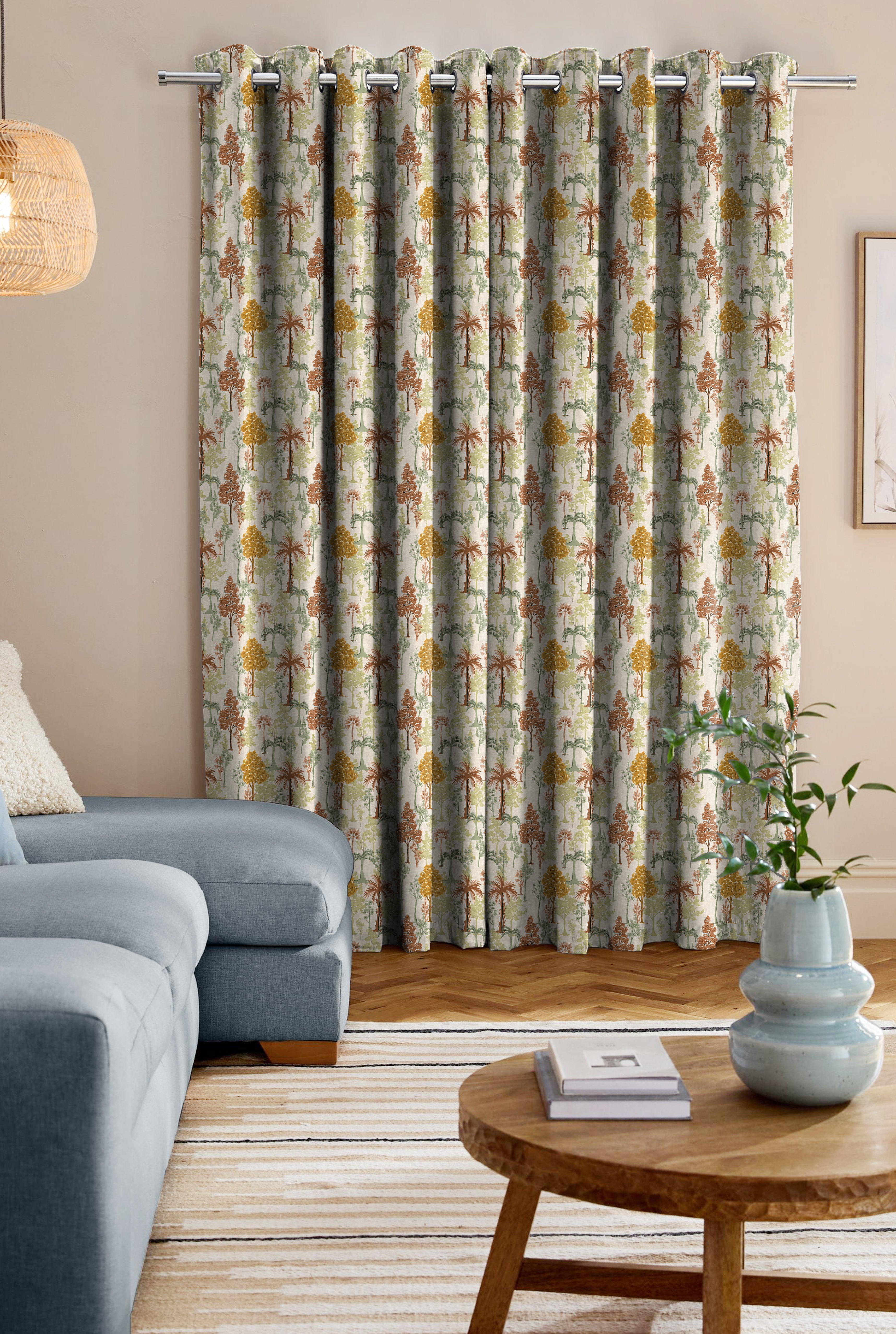 GENOA MUSTARD ROOM DARKENING PRINTED CURTAIN