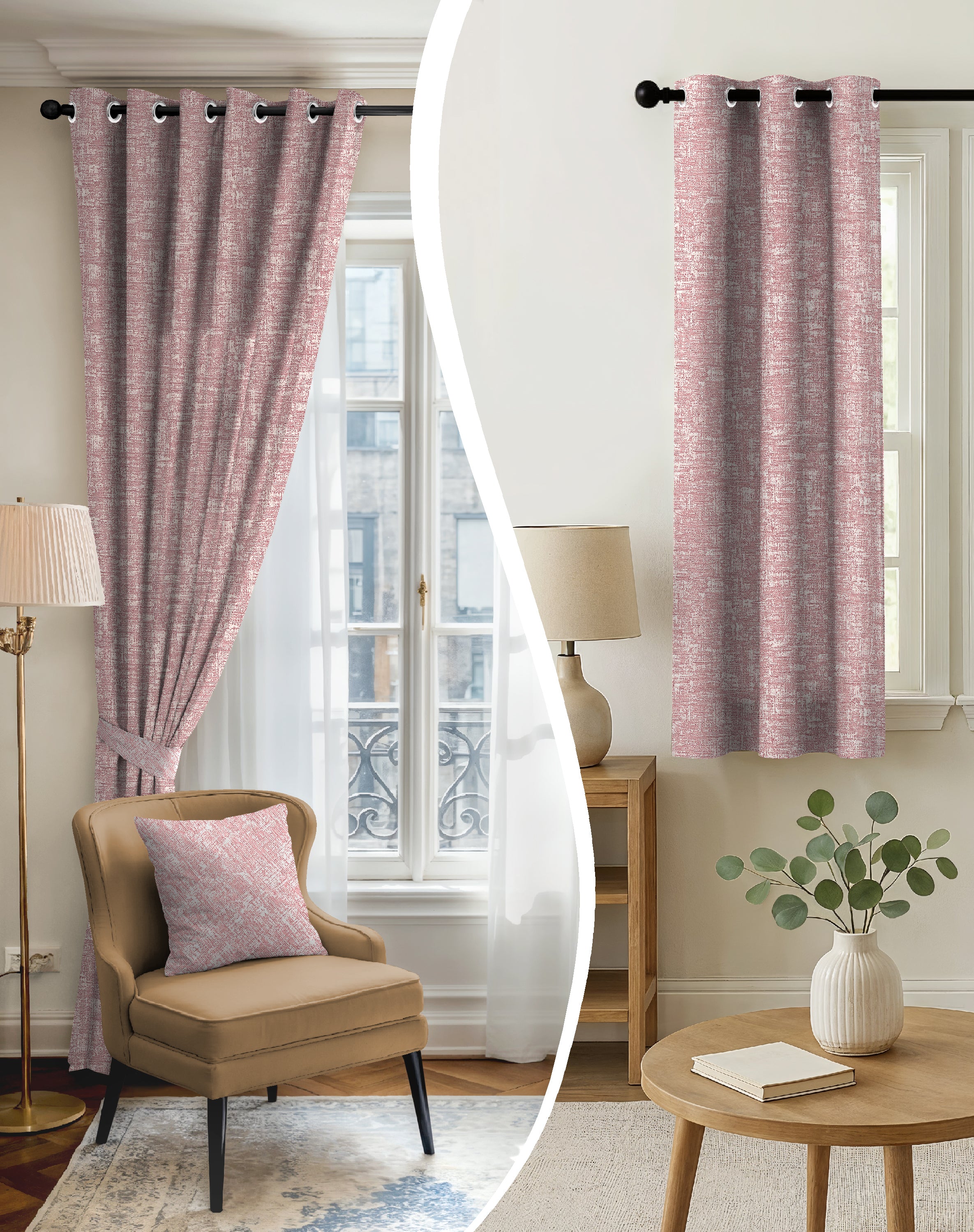 LIVA DARK PINK DIGITAL PRINTED BLACKOUT CURTAINS