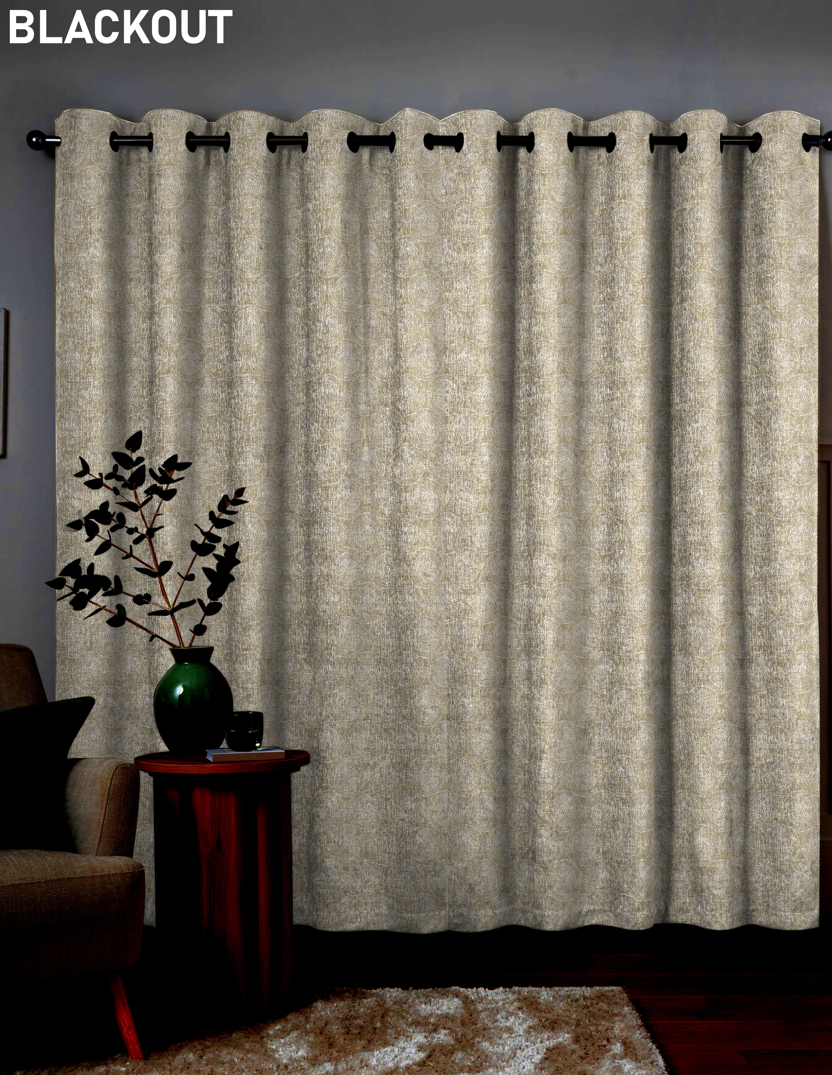 FUSION BROWN PRINTED BLACKOUT CURTAIN