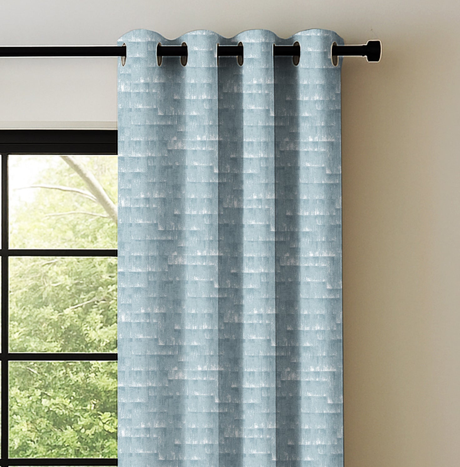 MALAGA SEAGREEN PRINTED BLACKOUT CURTAINS