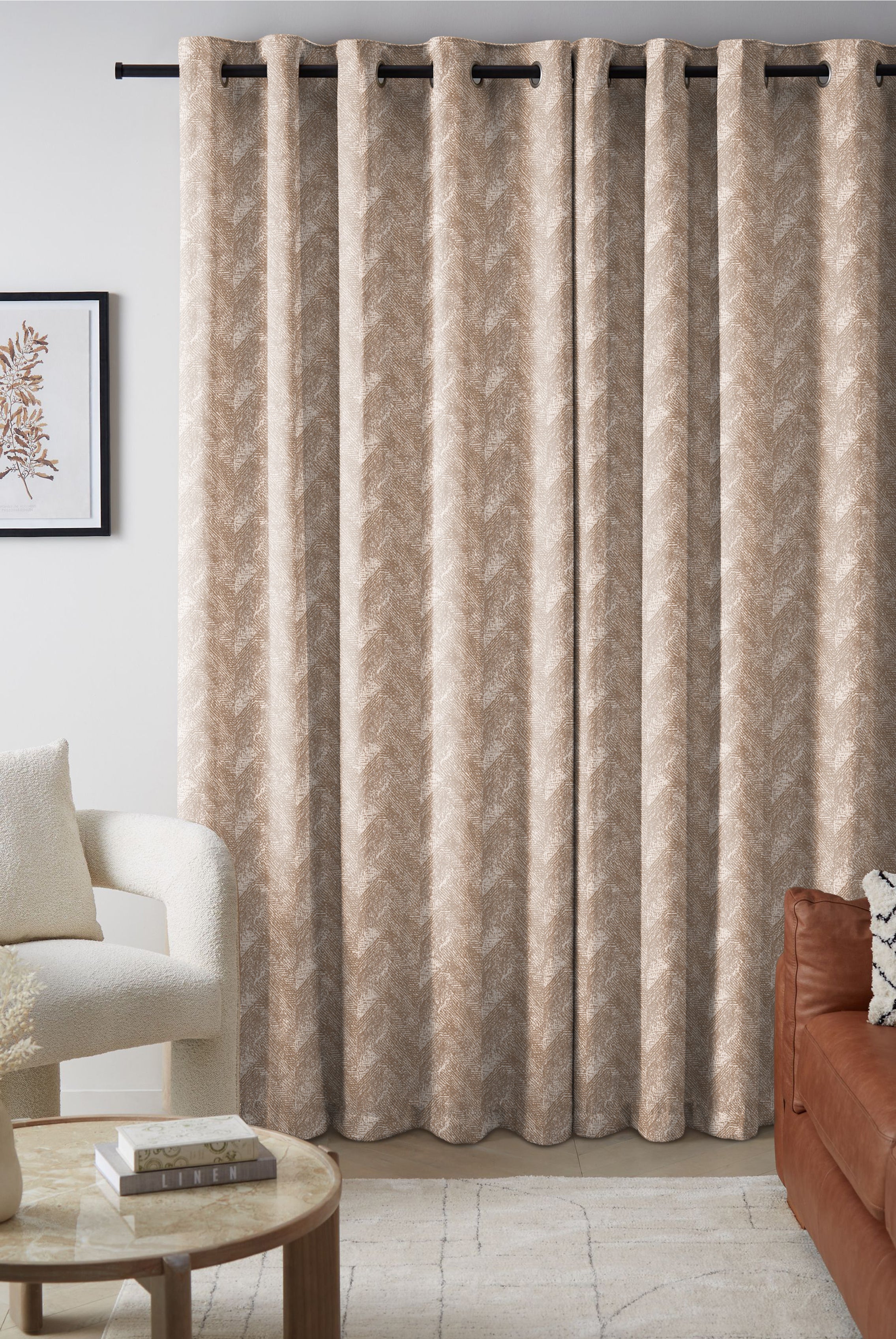 ENSLEY ALMOND PRINTED BLACKOUT CURTAIN