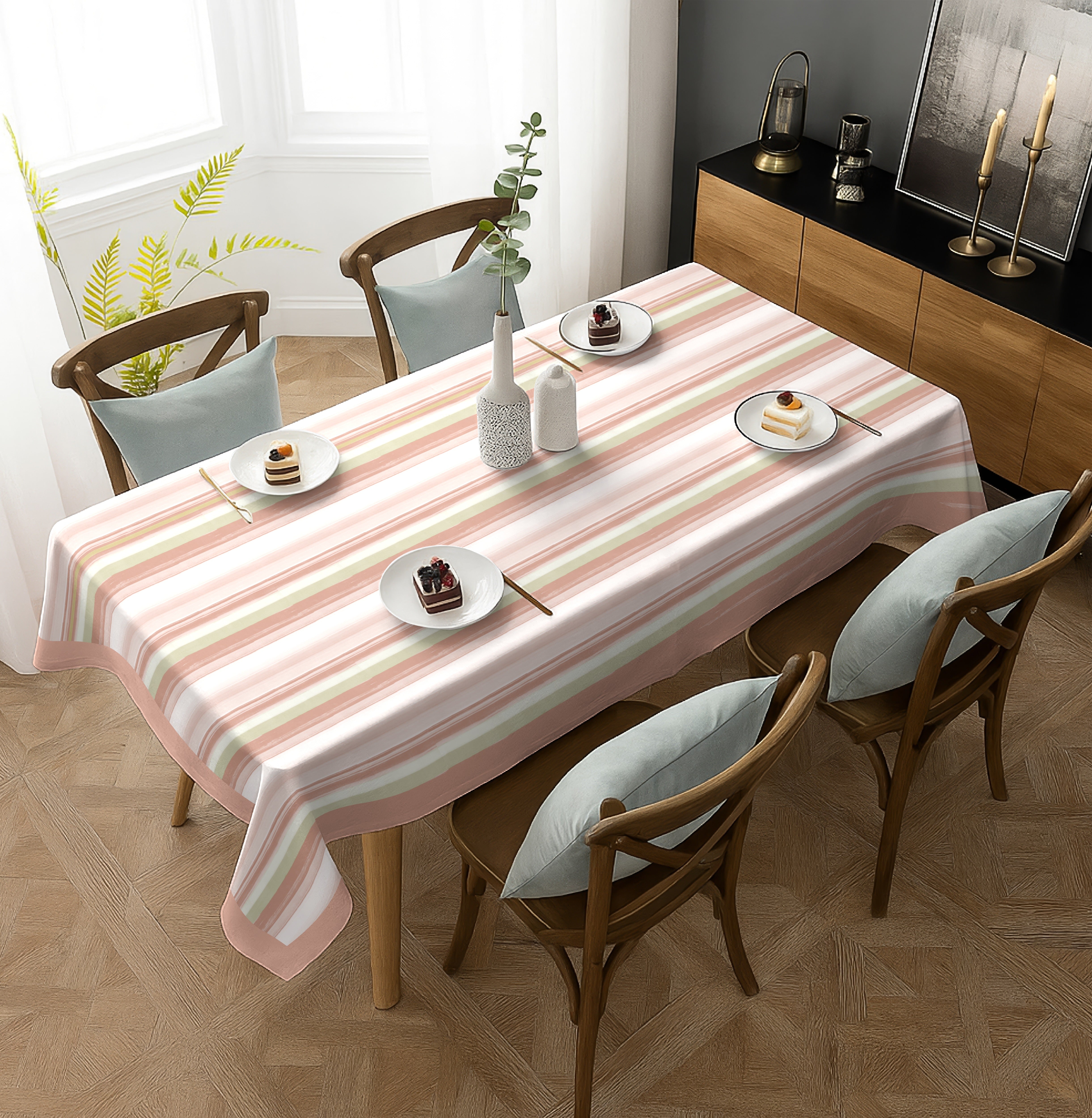 ALVIN STRIPES PINK TABLE CLOTH