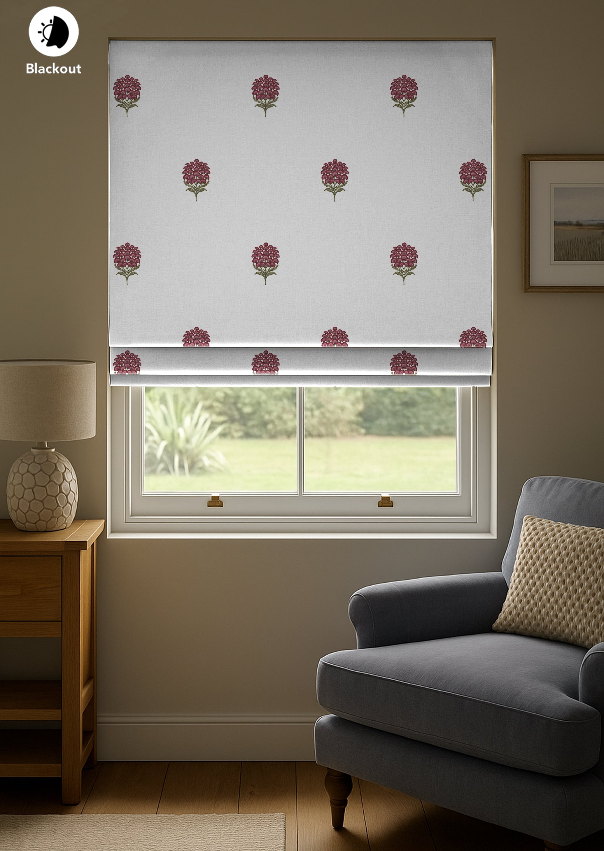 POKHARA DARK PINK READY MADE ROMAN BLIND