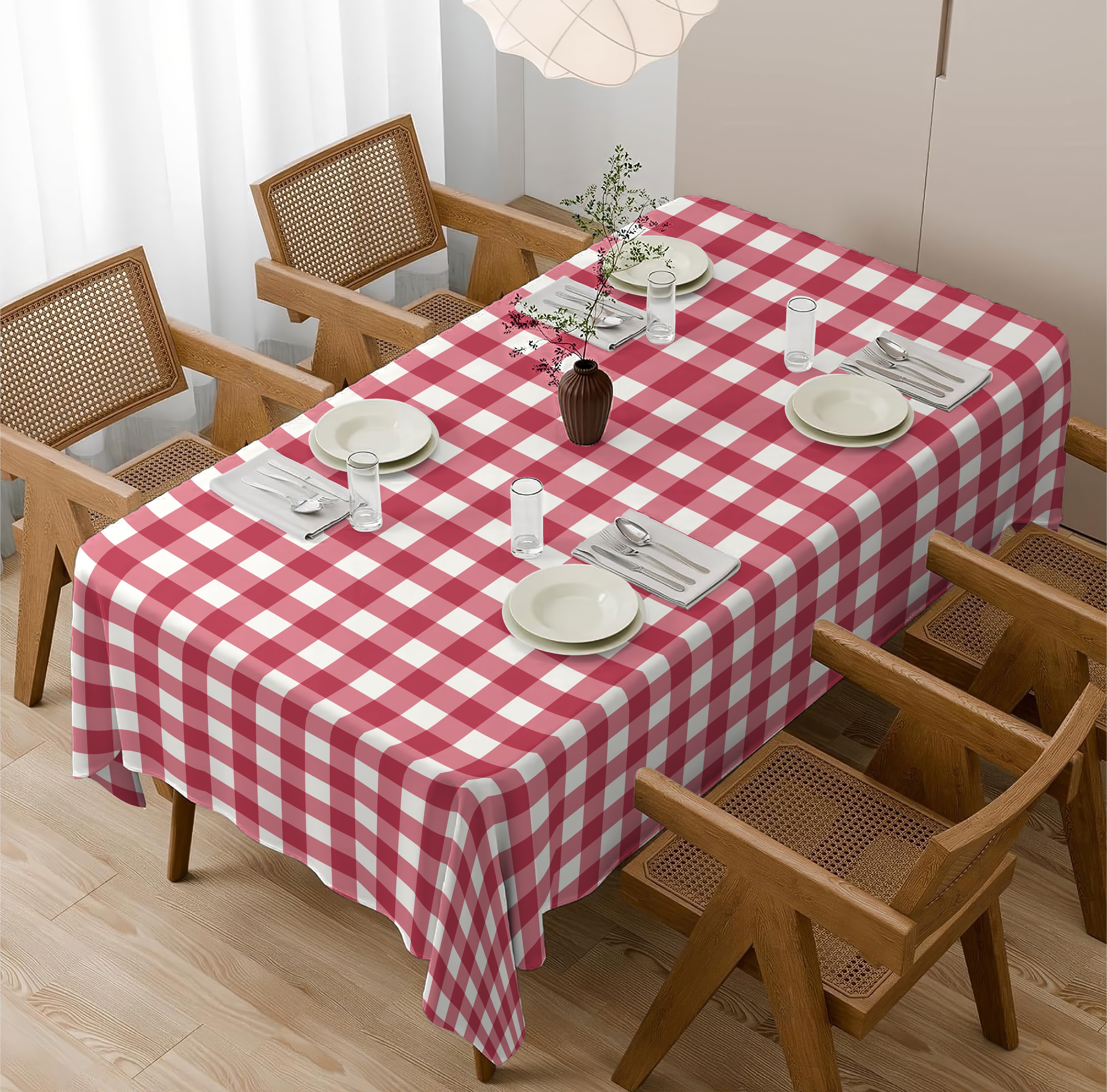 SPRING GALLERY BIG CHECK DUSTY RED TABLE CLOTH