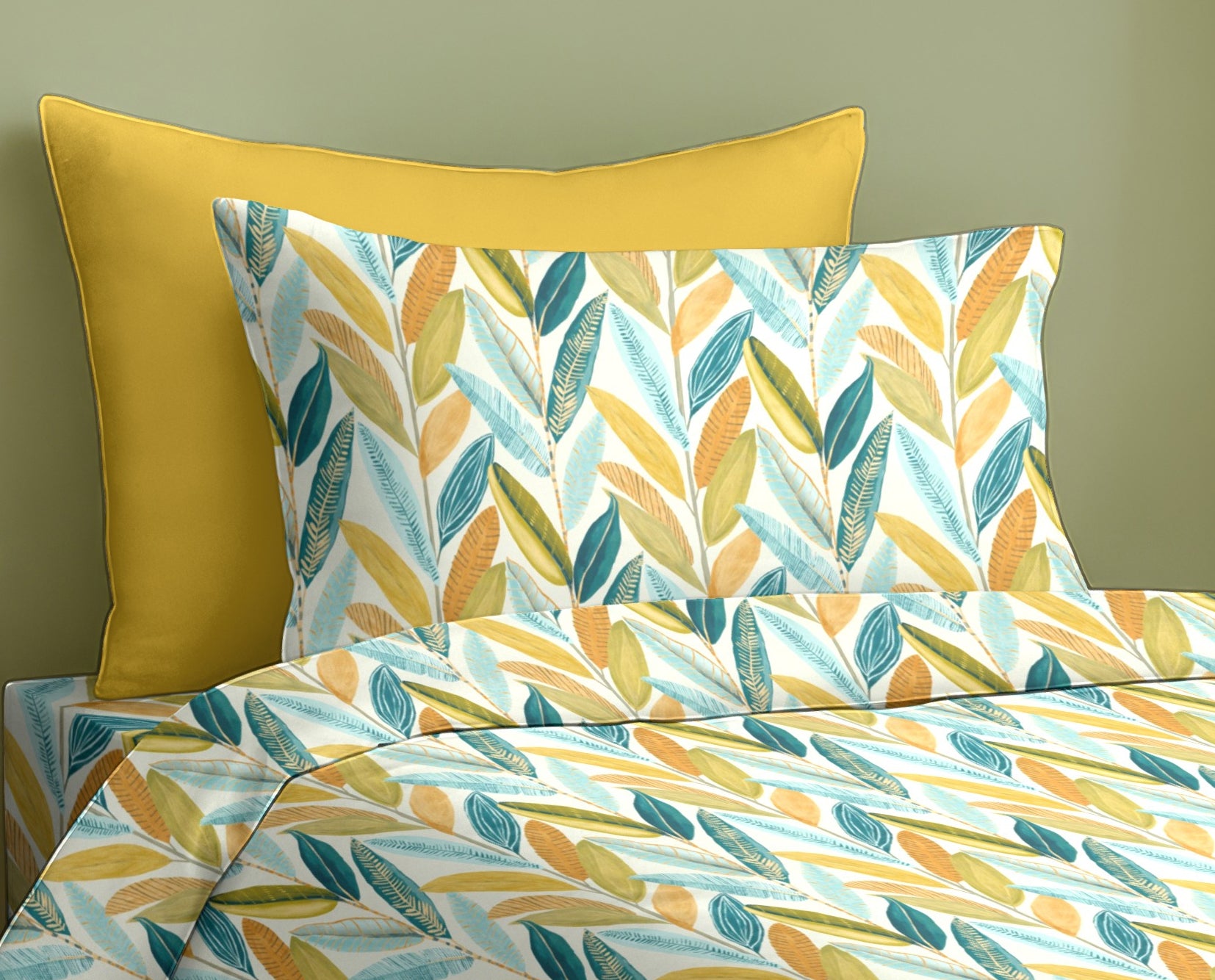 MANDALAY GREEN BEDSHEET WITH PILLOWCOVER