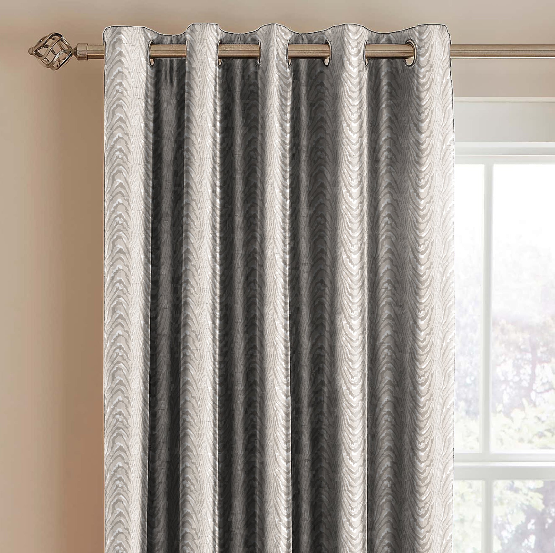 MOIRE ALMOND PRINTED BLACKOUT CURTAIN