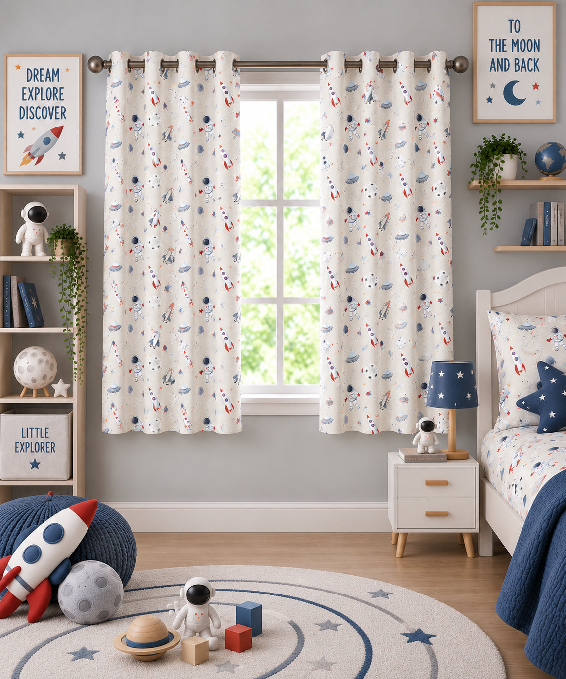 Space Adventure Printed Curtain
