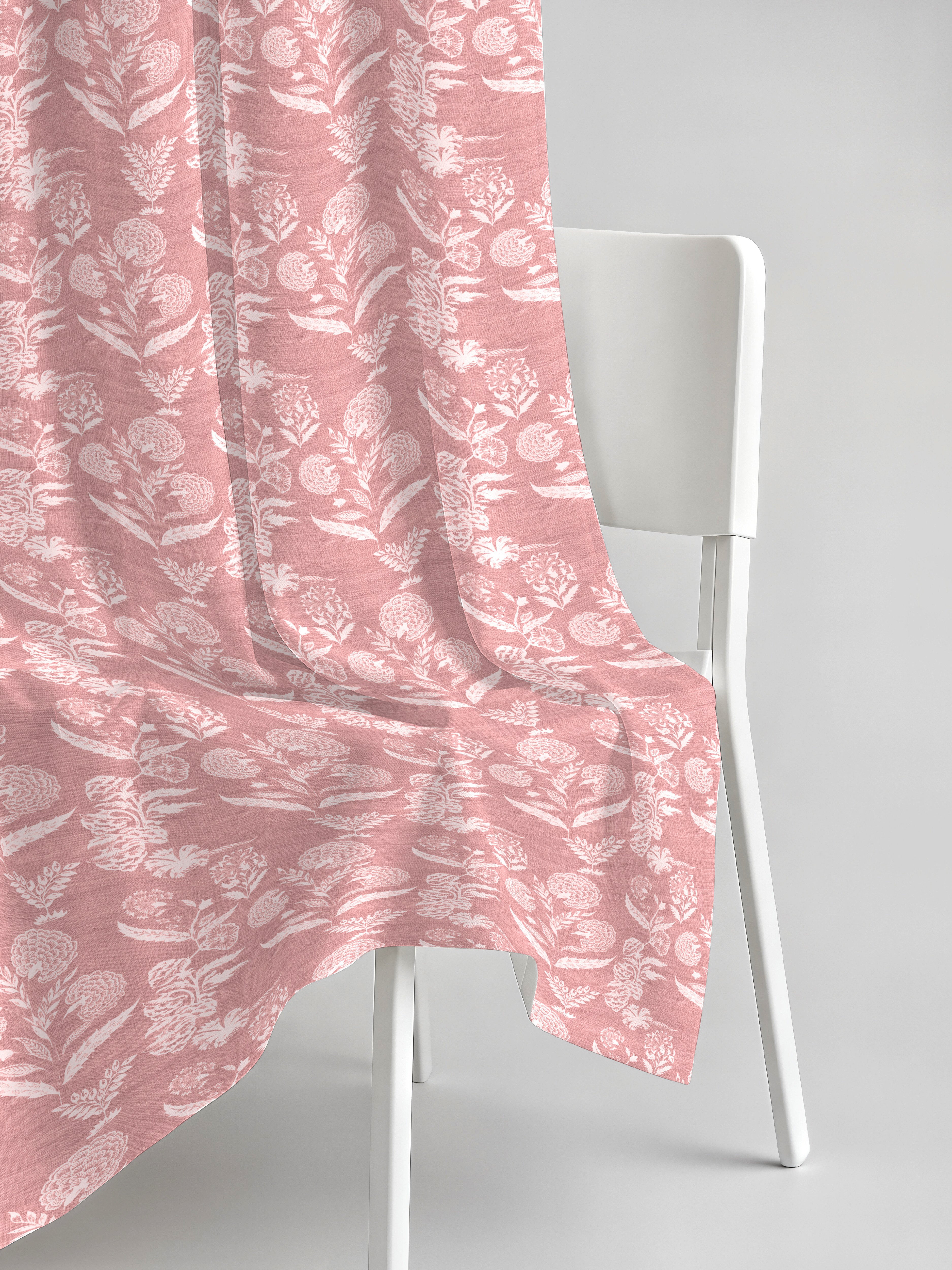 AURELIA MATTY PINK PRINTED ROOM DARKENER/100% BLACKOUT CURTAIN