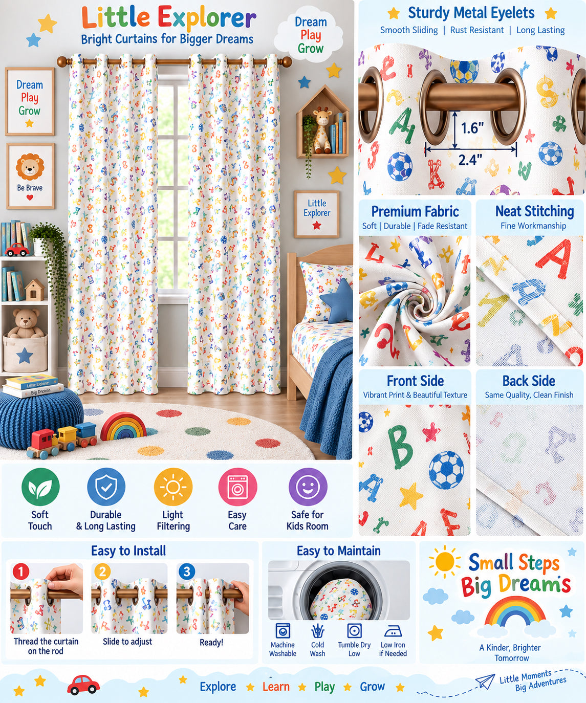 Playful Alphabet Printed Curtain