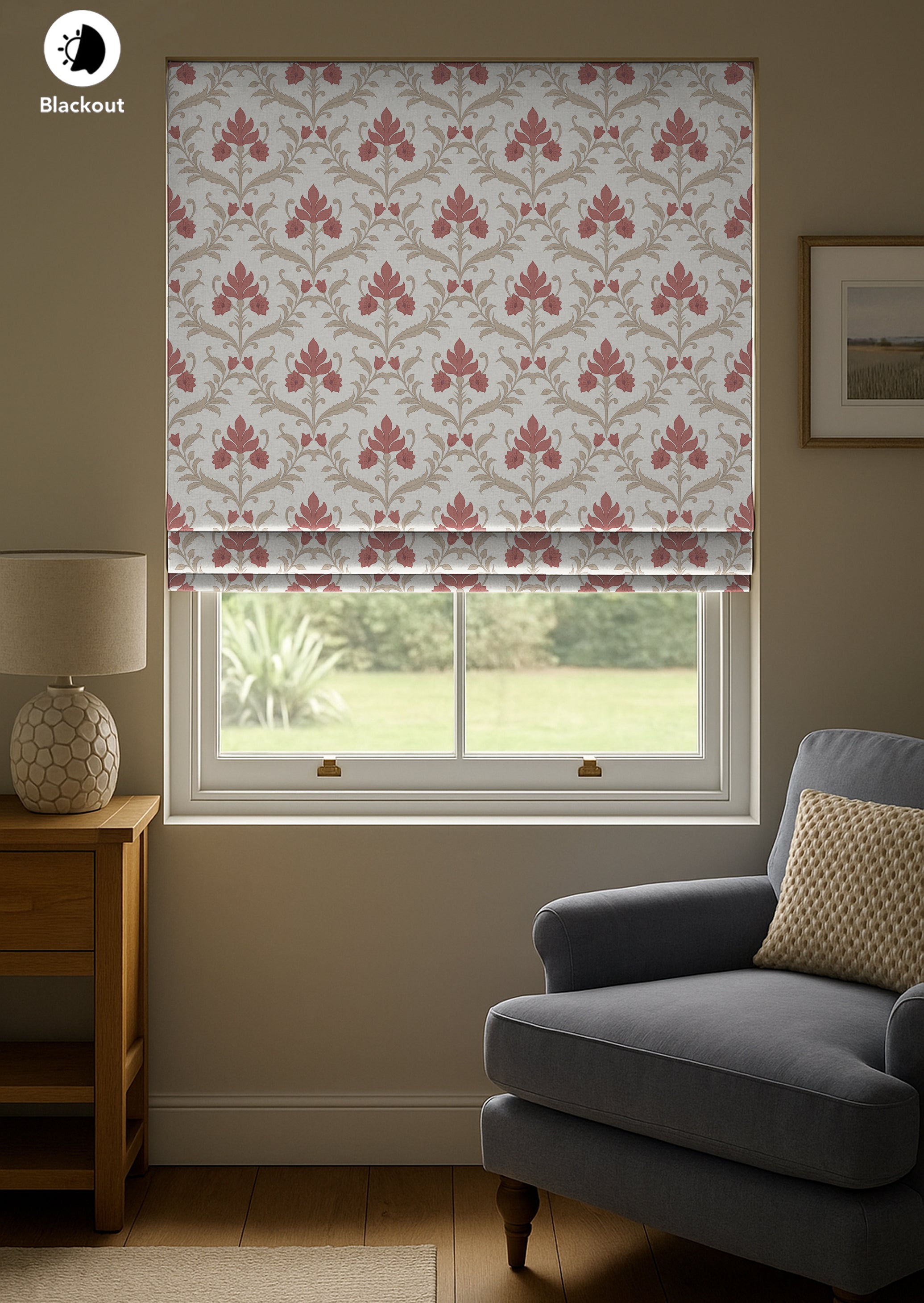 ZODIAC CORAL READY MADE ROMAN BLIND
