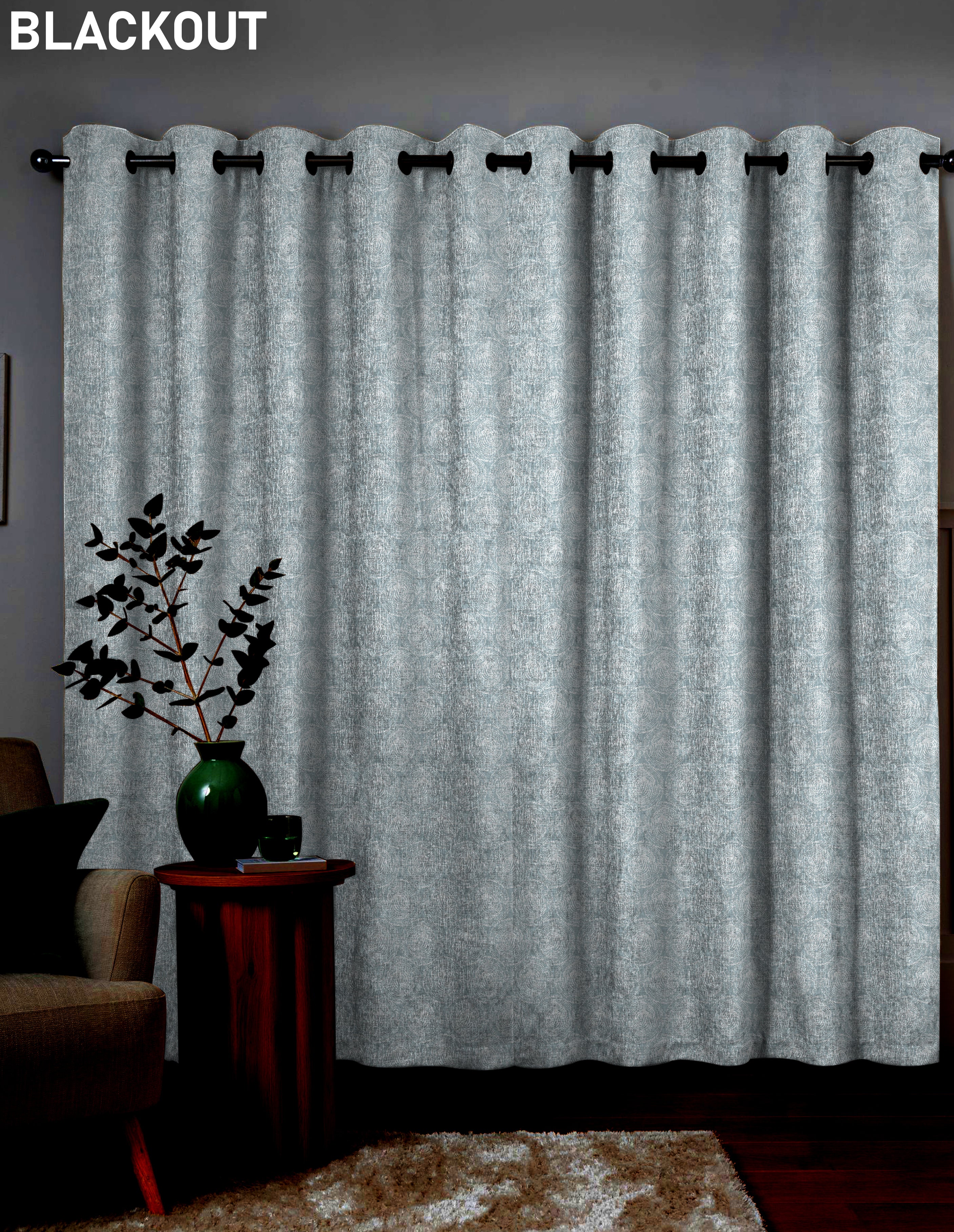 FUSION ICE BLUE PRINTED BLACKOUT CURTAIN