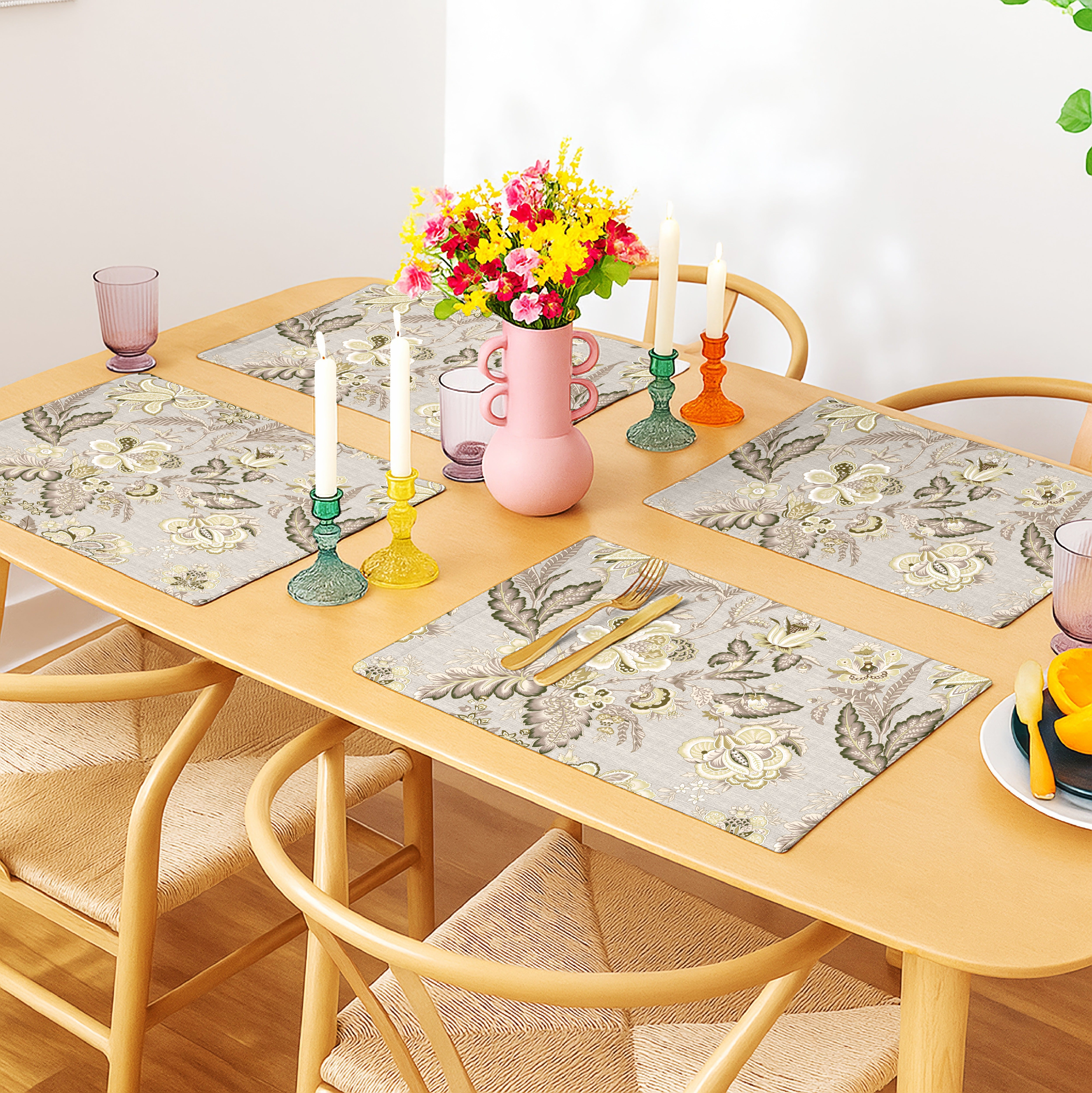CALVIA OLIVE GREEN REVERSIBLE PLACEMATS