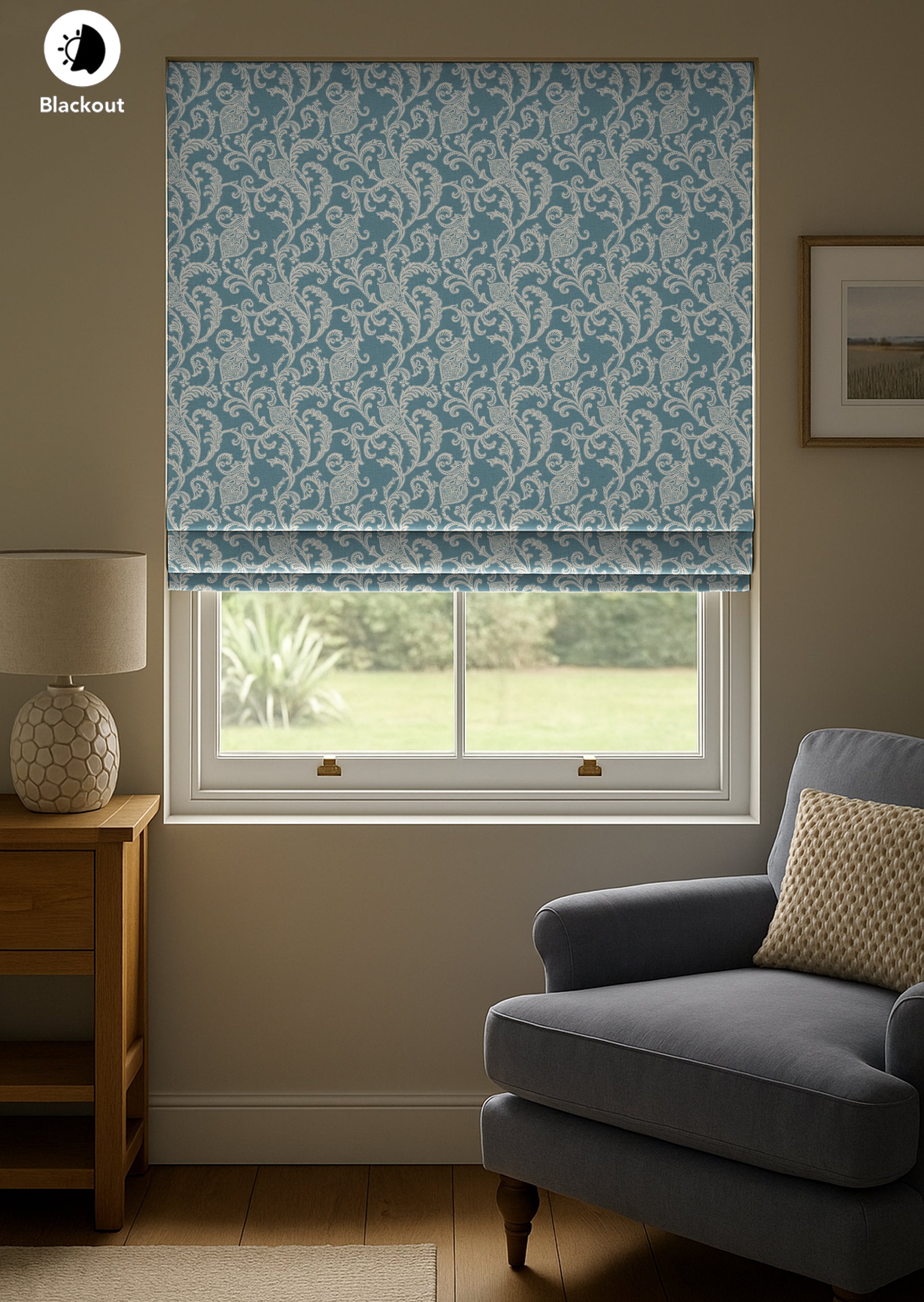 KOCHIN TEAL READY MADE ROMAN BLIND