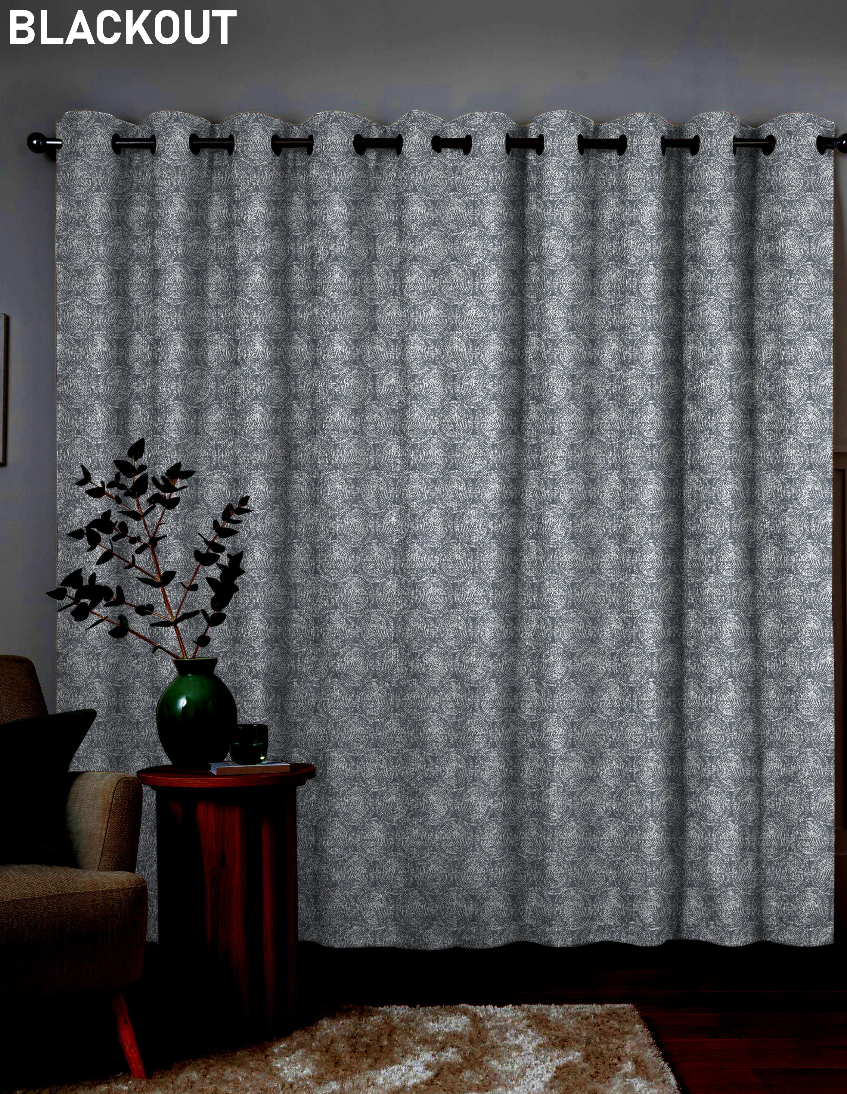 FUSION MEDIUM GRAY PRINTED CURTAIN
