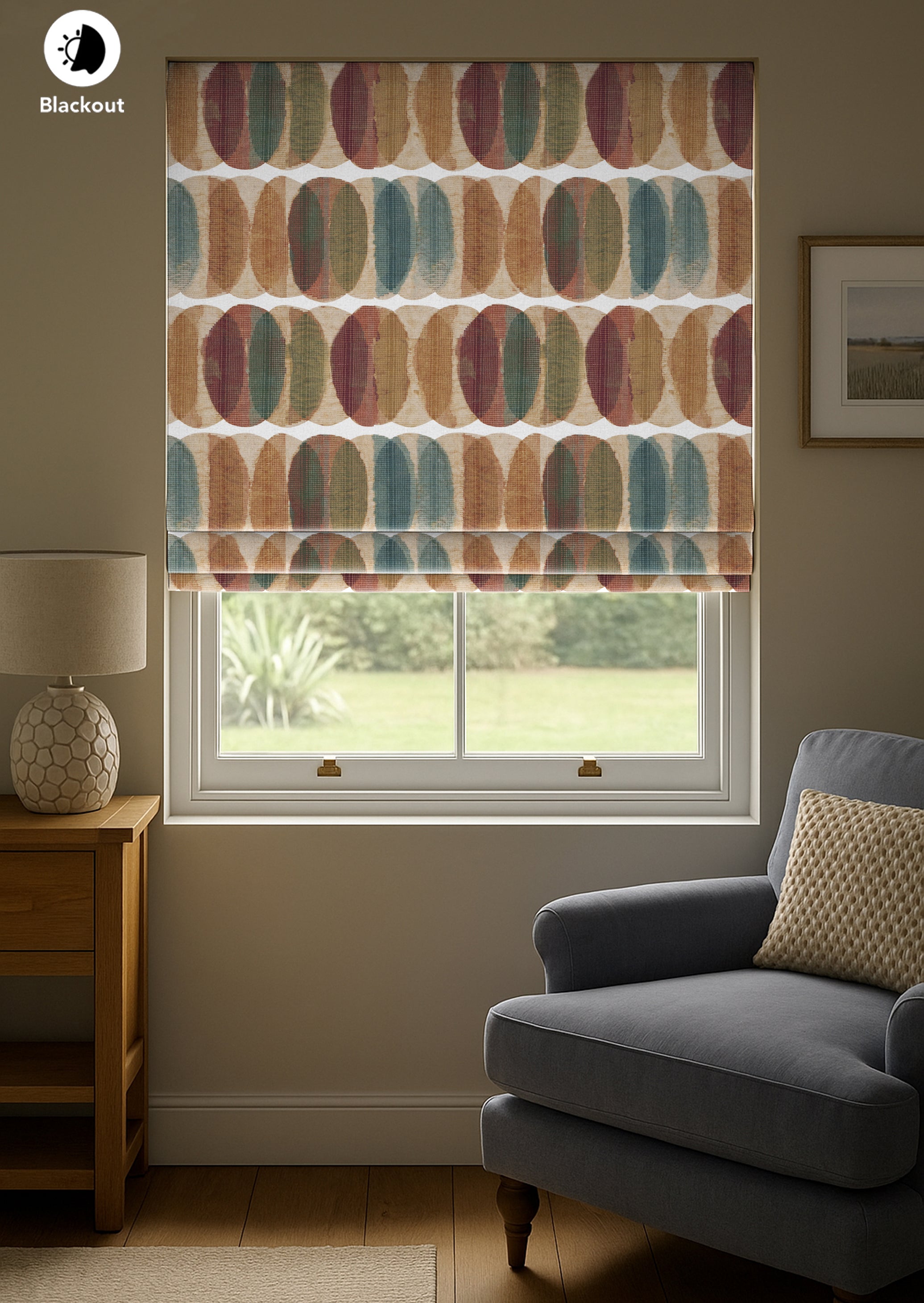 ELMORE ORANGE READY MADE ROMAN BLIND