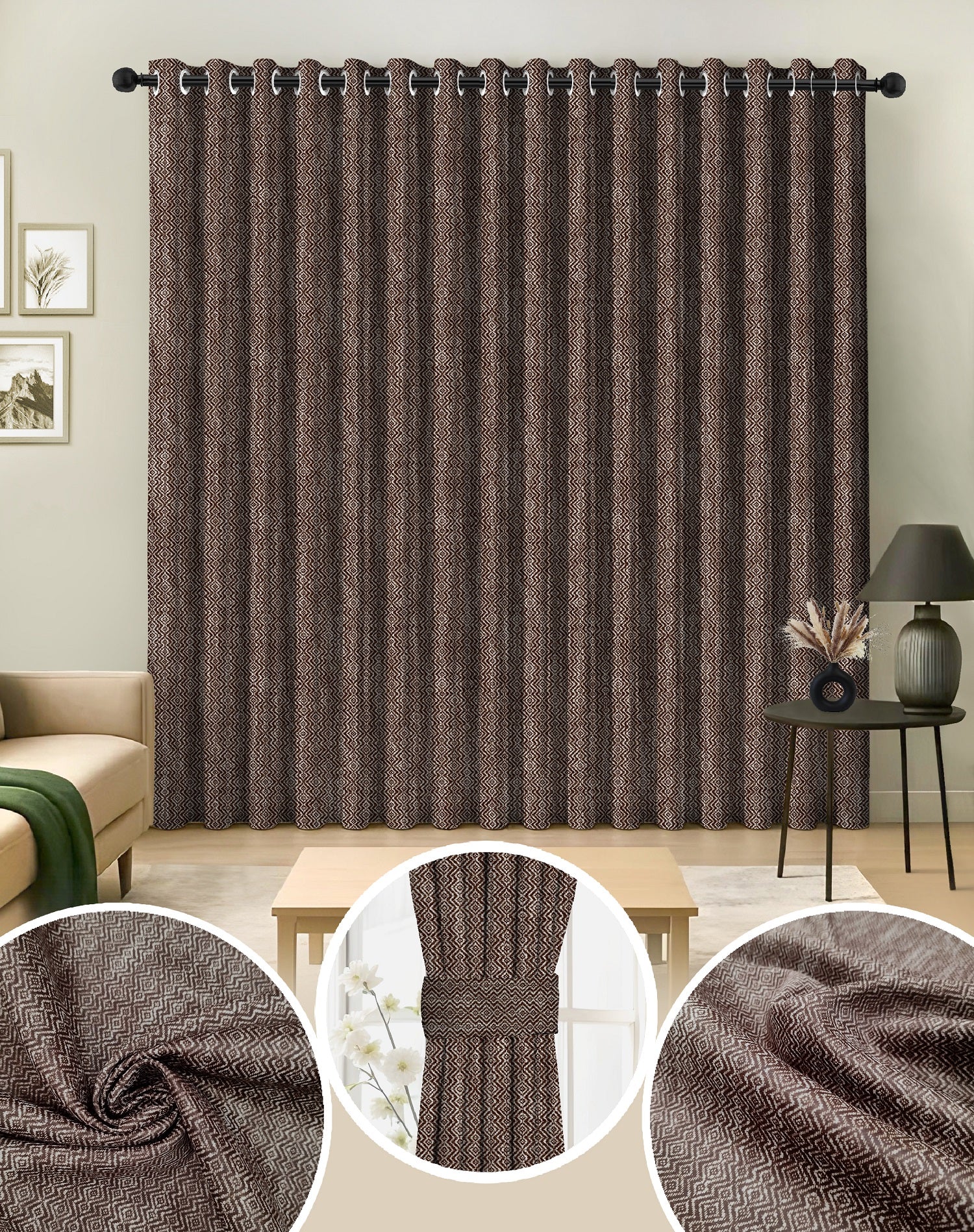 KOVO COFFEE DIGITAL PRINTED BLACKOUT CURTAINS