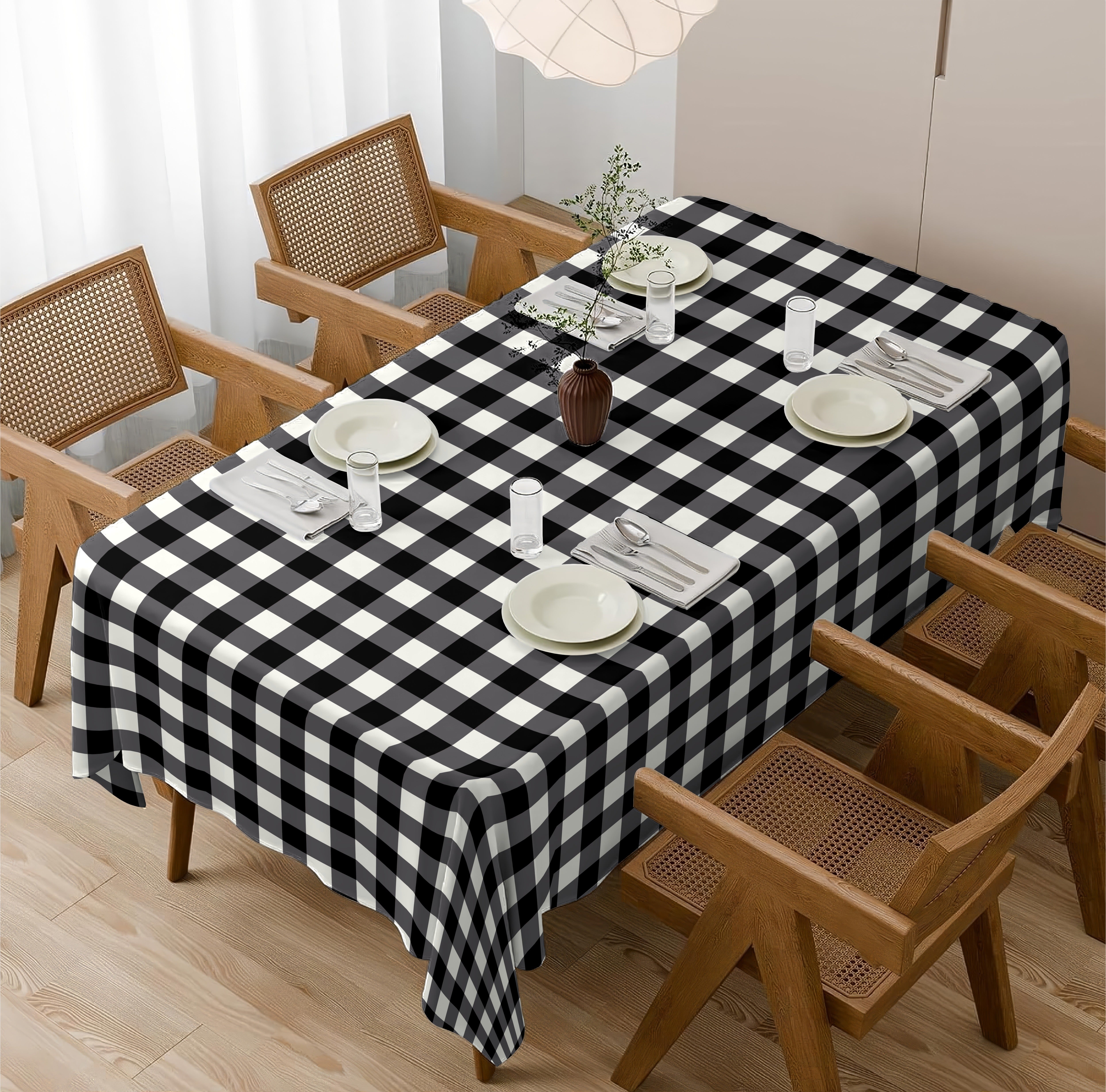 SPRING GALLERY BIG CHECK BLACK TABLE CLOTH