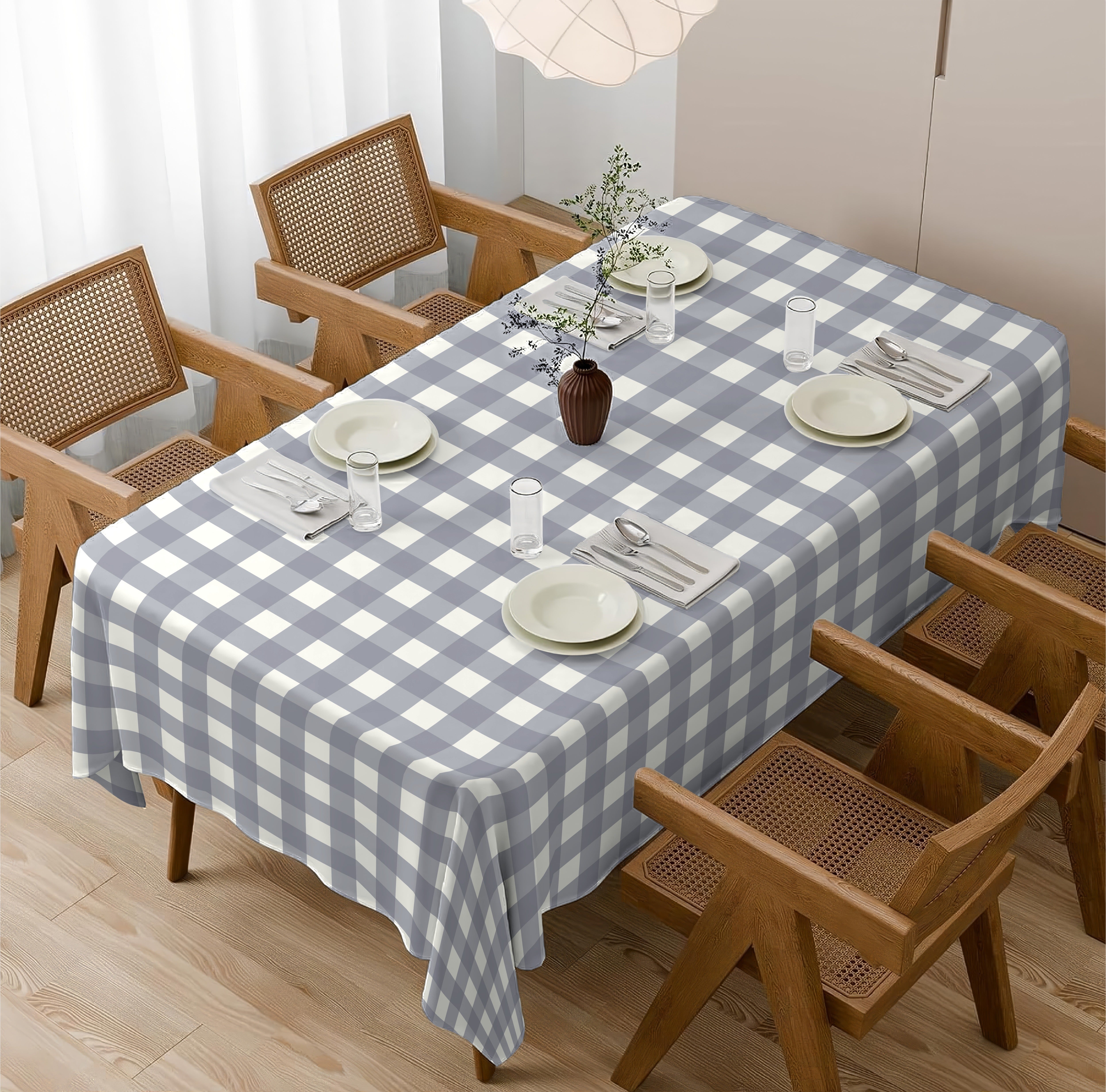 SPRING GALLERY BIG CHECK GREY TABLE CLOTH