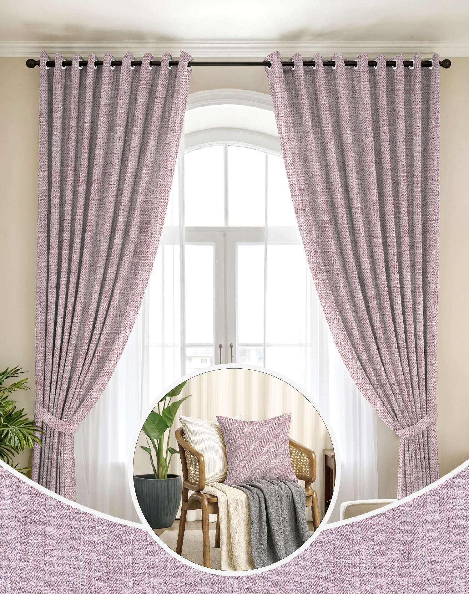 TEXTURA PINK DIGITAL PRINTED BLACKOUT CURTAINS