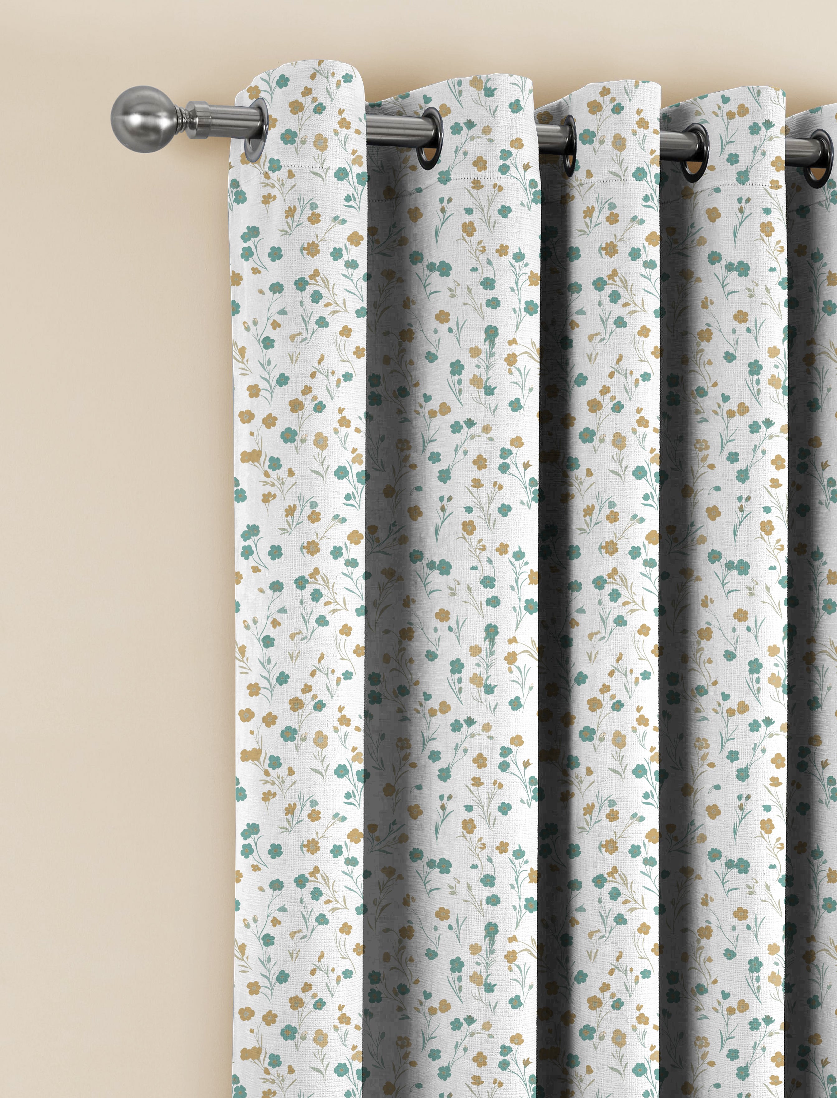 SHIMLA ANTHEM WHITE ROOM DARKENING PRINTED CURTAIN