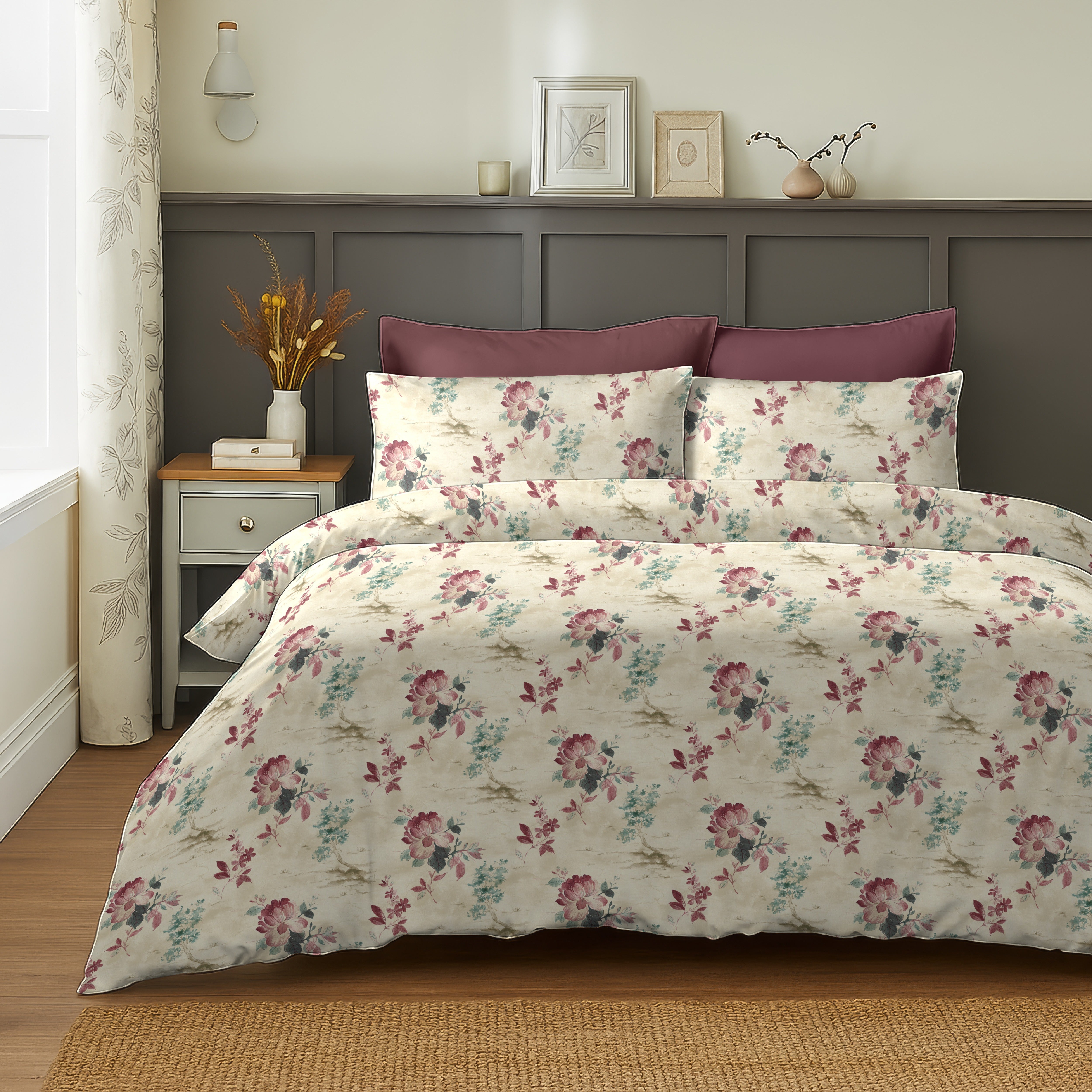 HAZEL PINK BEDSHEET WITH PILLOWCOVER