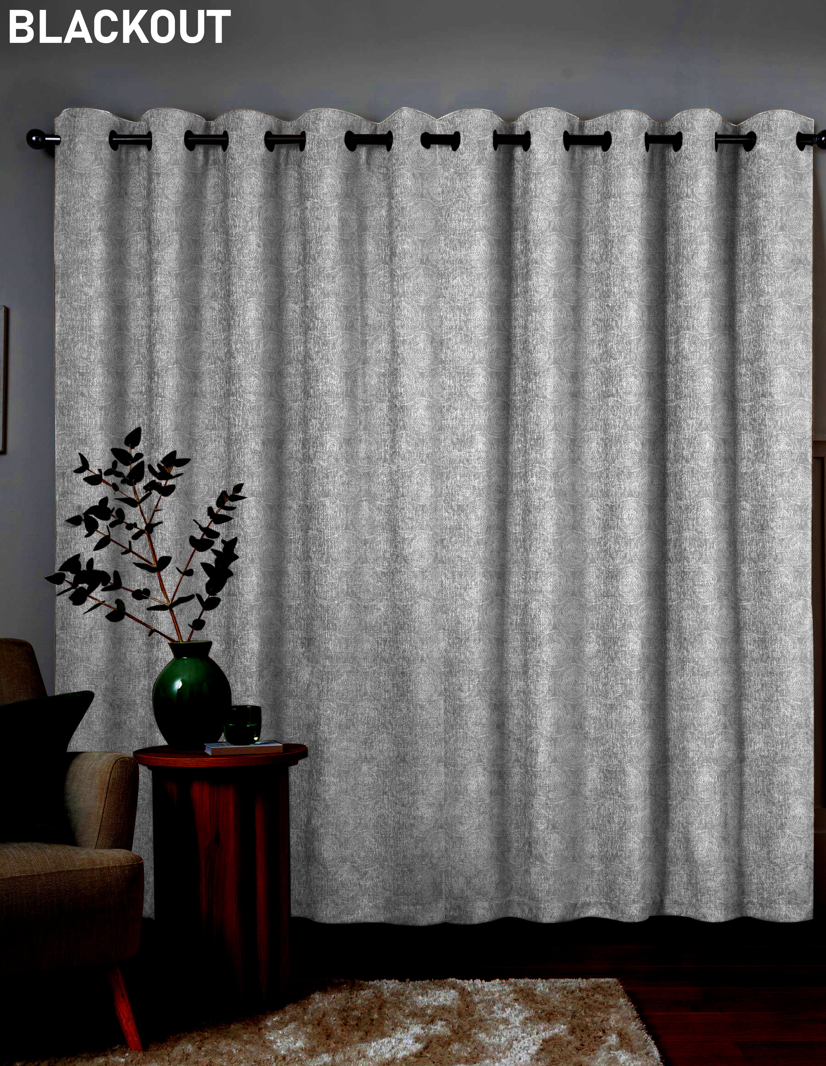 FUSION SOFT GRAY PRINTED BLACKOUT CURTAIN