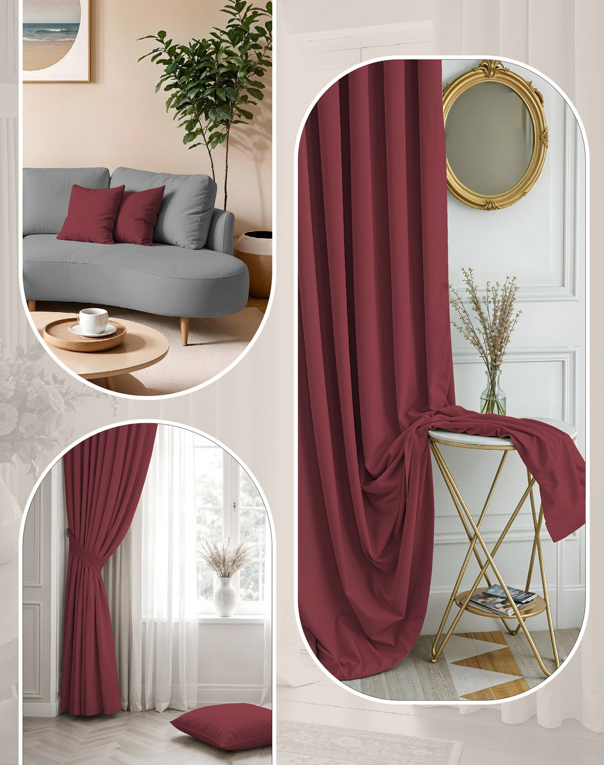 SUNBLOCK PLUS BURGUNDY PRINTED CURTAIN