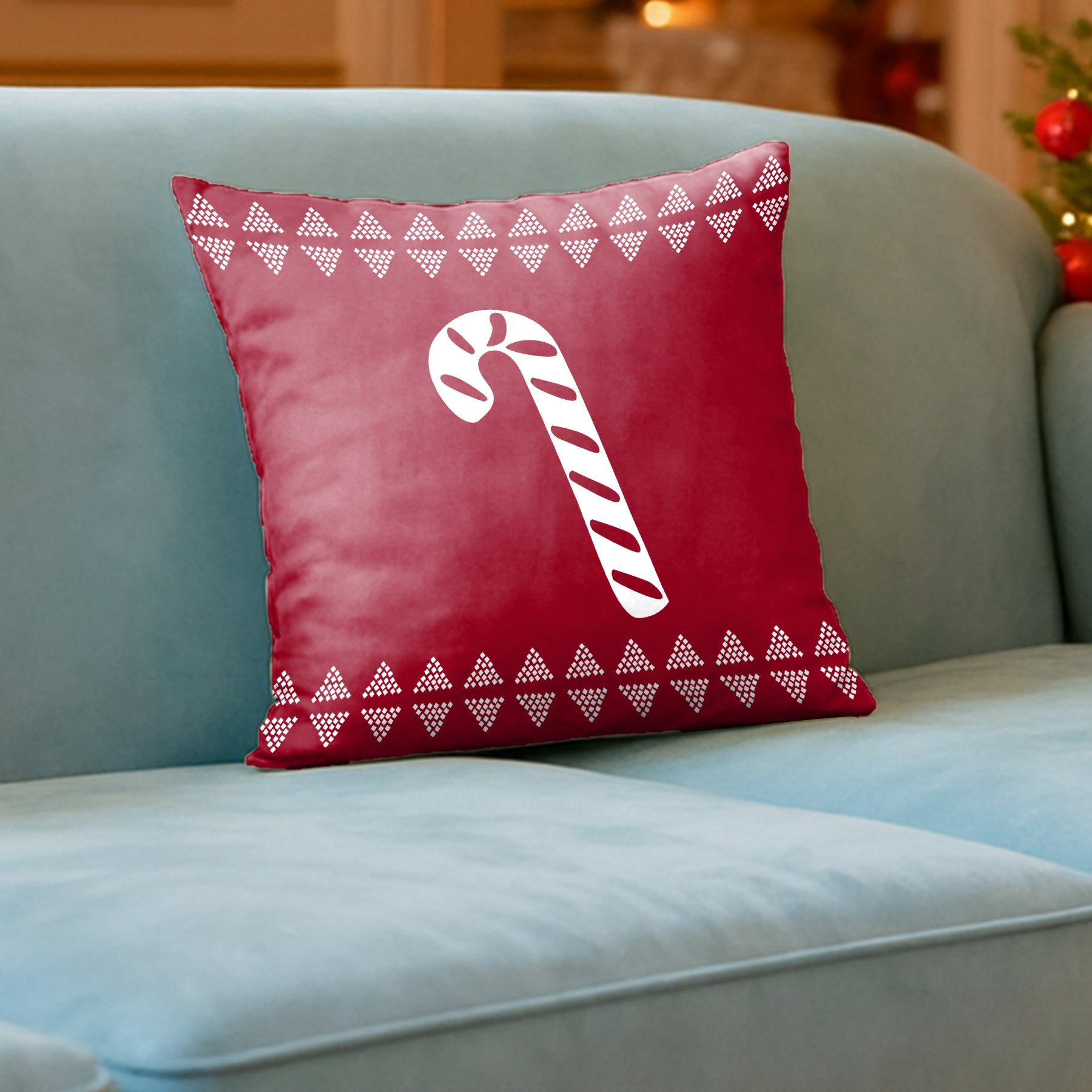 CHRISTMAS CANDY CANE CUSHION COVER (Pack of 2)