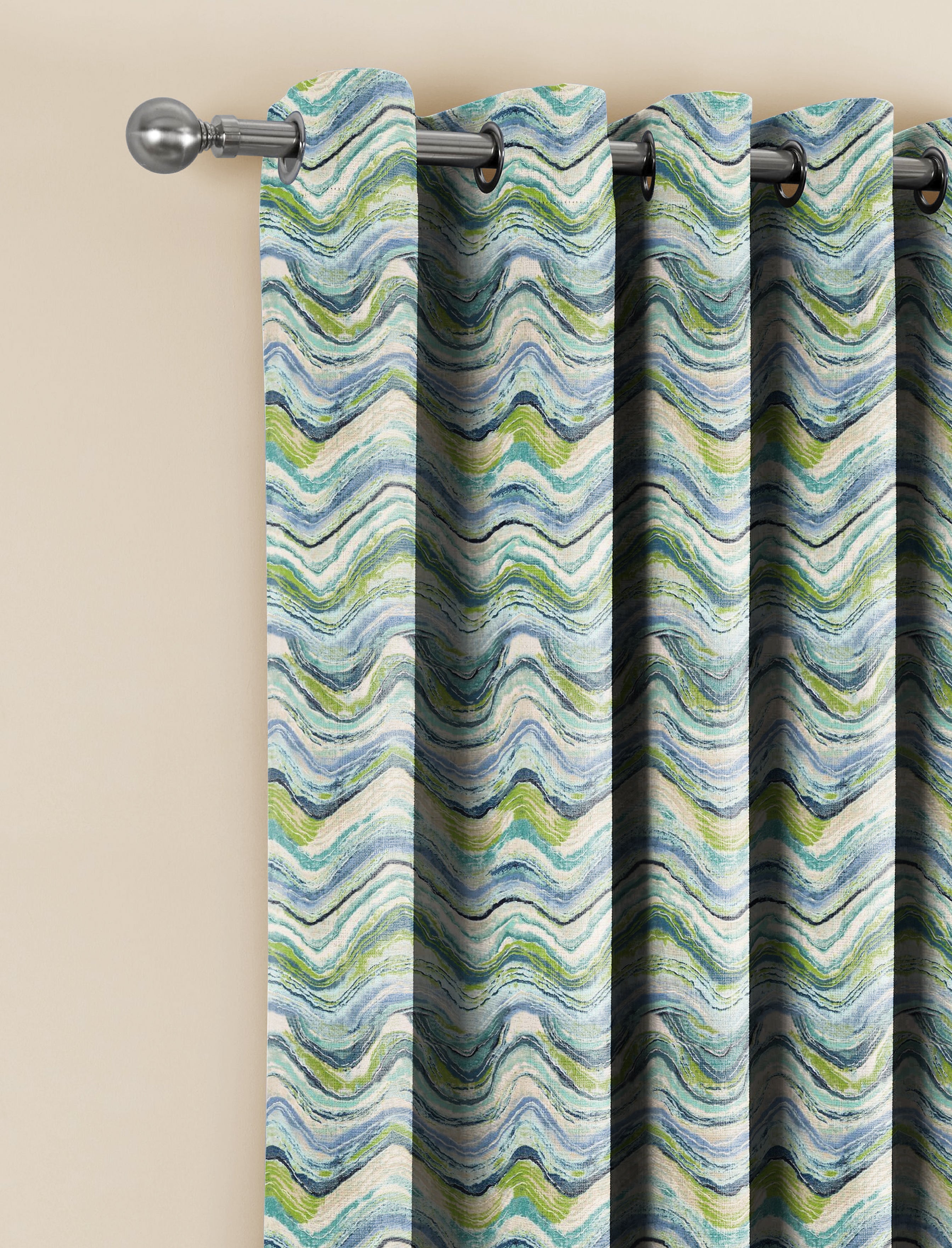 DEXTER ANTHEM OLIVE GREE ROOM DARKENING PRINTED CURTAIN