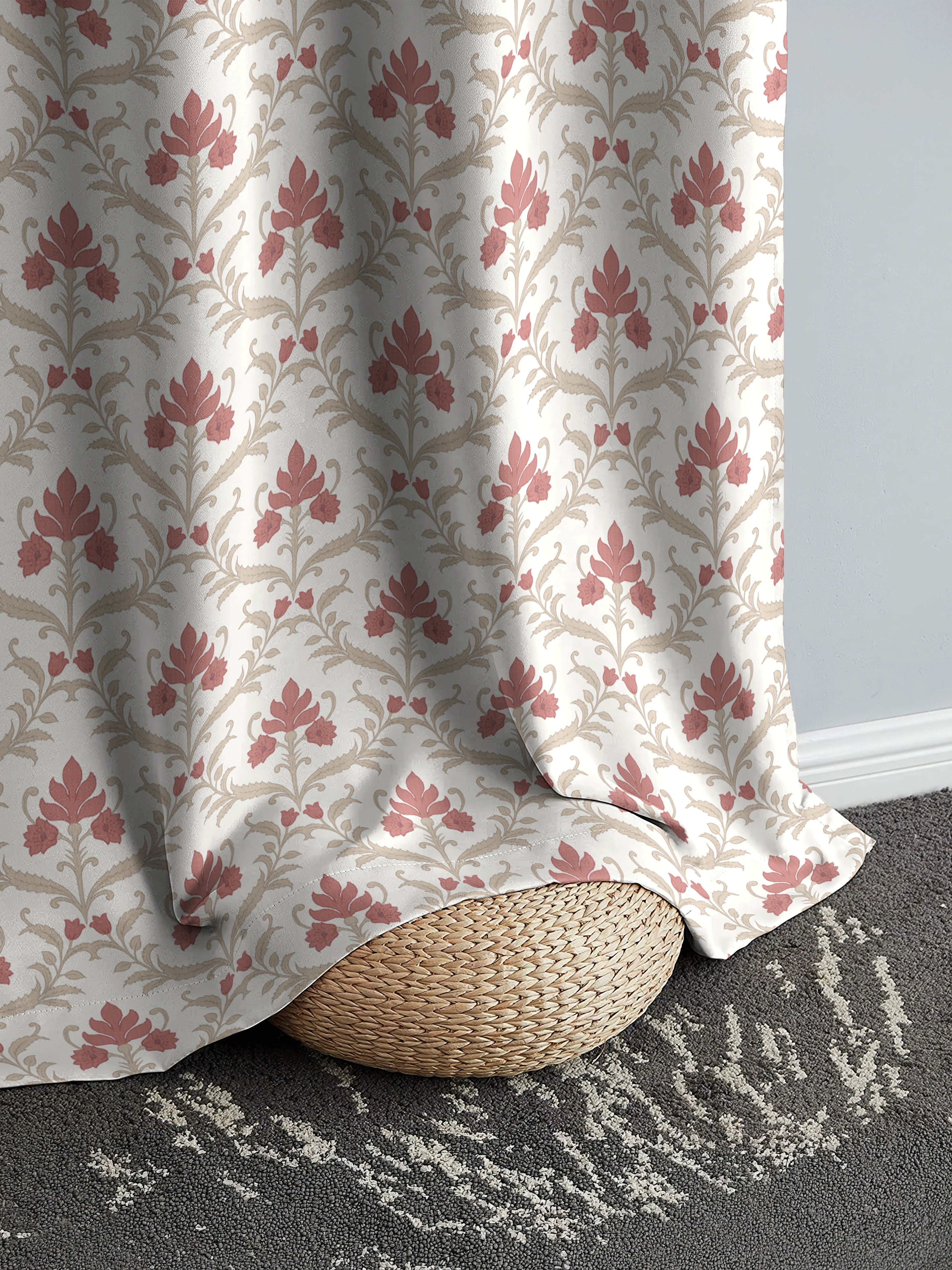 ZODIAC MATTY CORAL PRINTED ROOM DARKENER/100% BLACKOUT CURTAIN