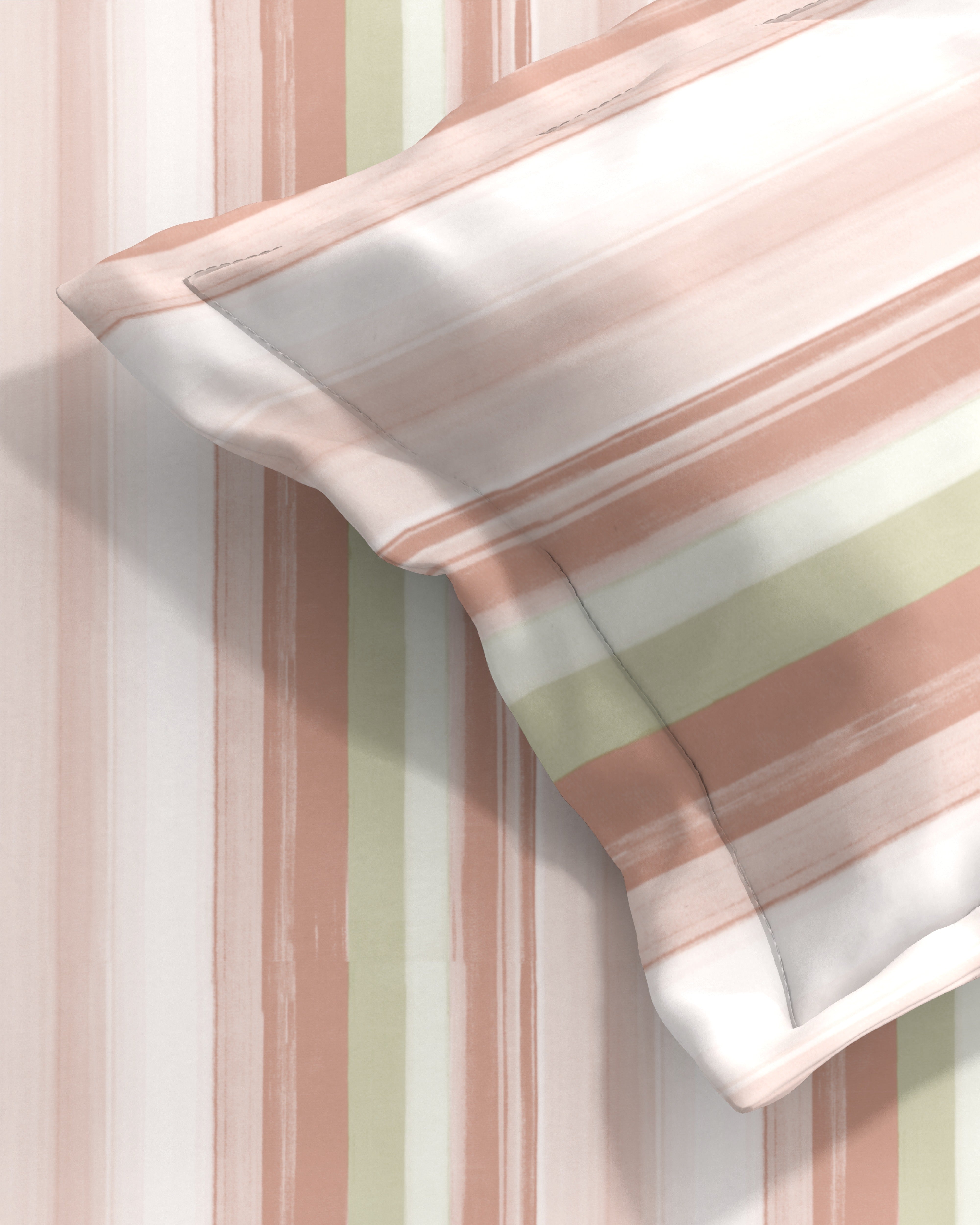 ALVIN STRIPES PINK BEDSHEET WITH PILLOWCOVER