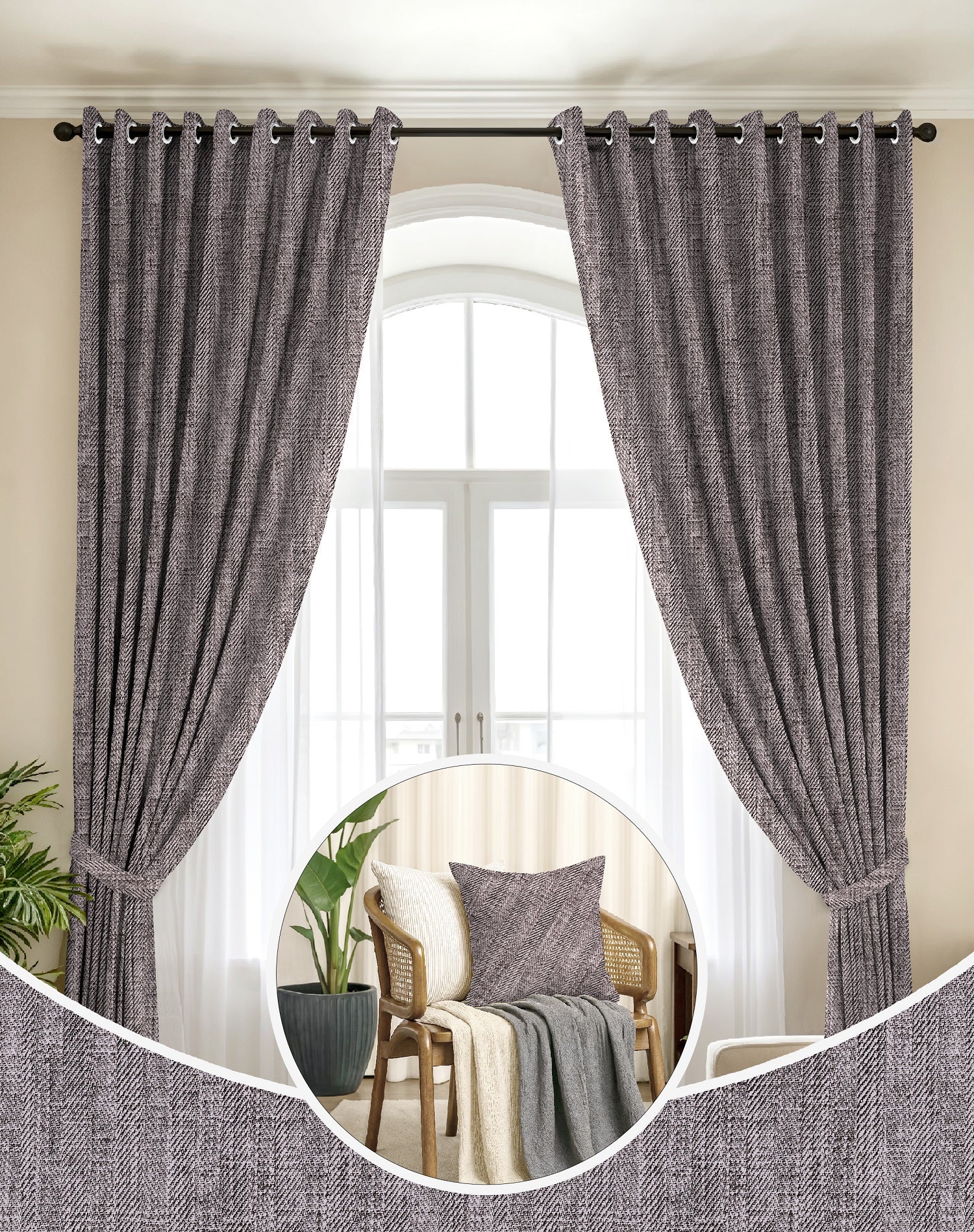 TEXTURA WINE DIGITAL PRINTED BLACKOUT CURTAINS
