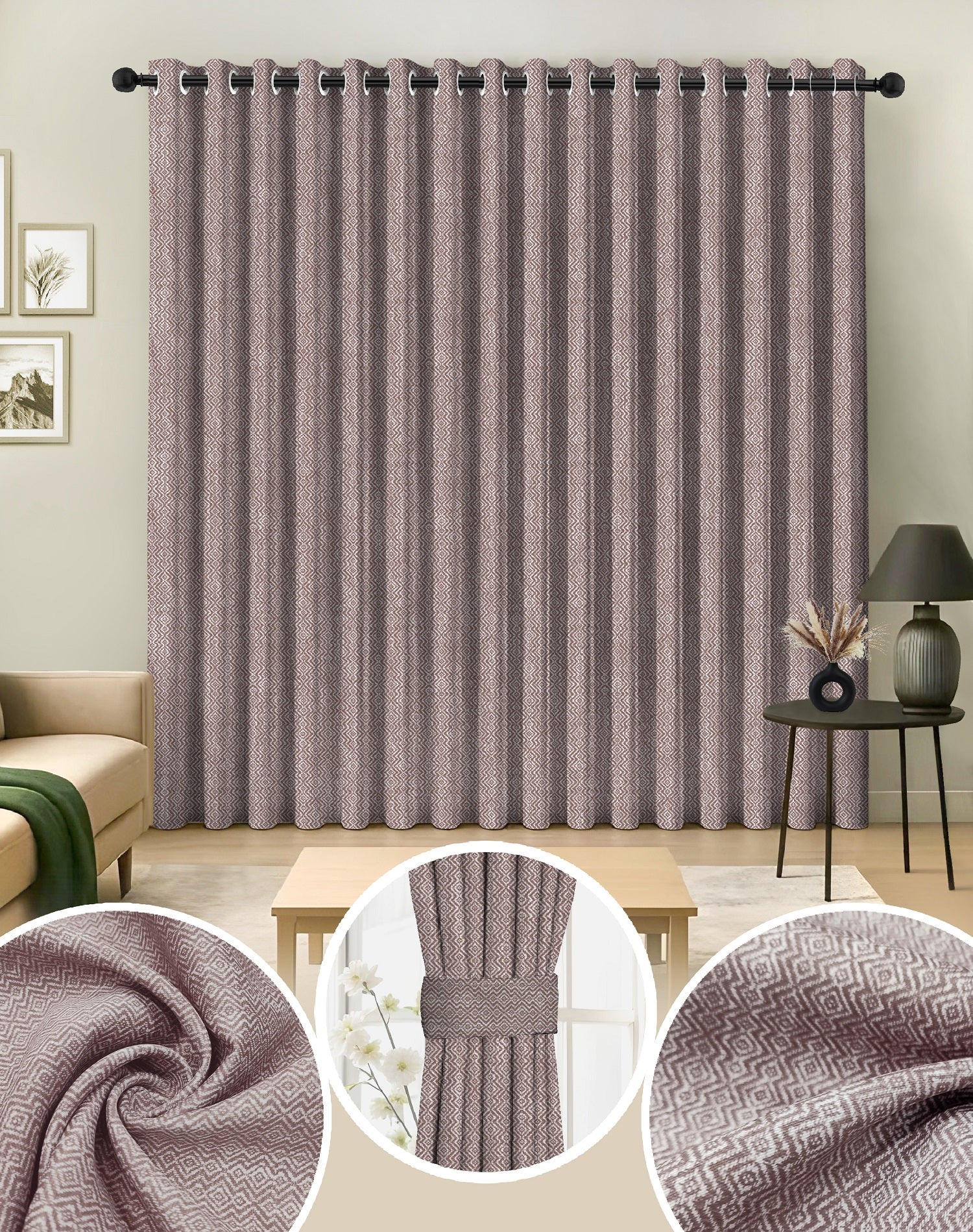 KOVO STONE DIGITAL PRINTED DIMOUT/100% BLACKOUT CURTAINS