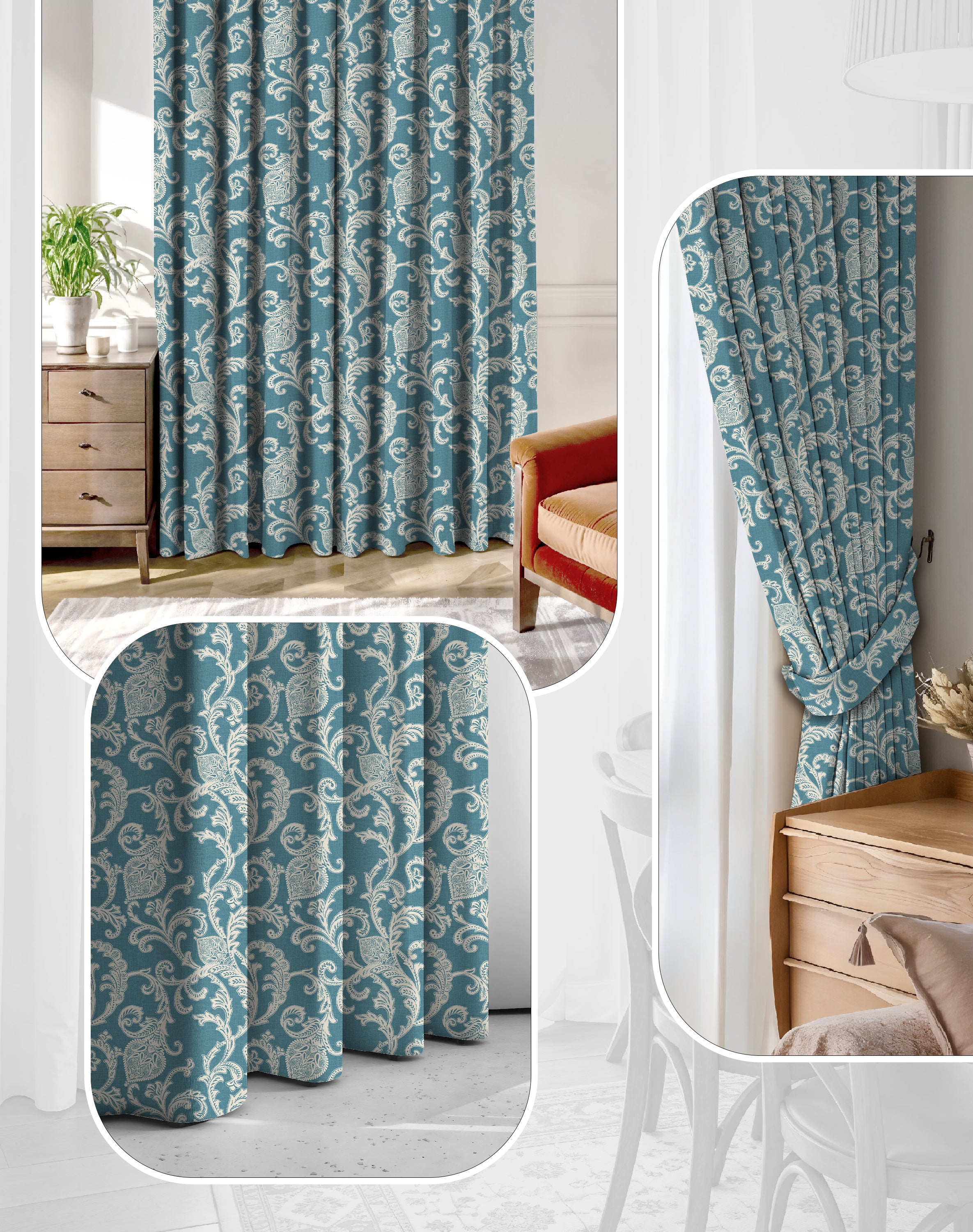KELVIN ZIGGURAT DIGITAL PRINTED ROOM DARKENER/100% BLACKOUT CURTAINS