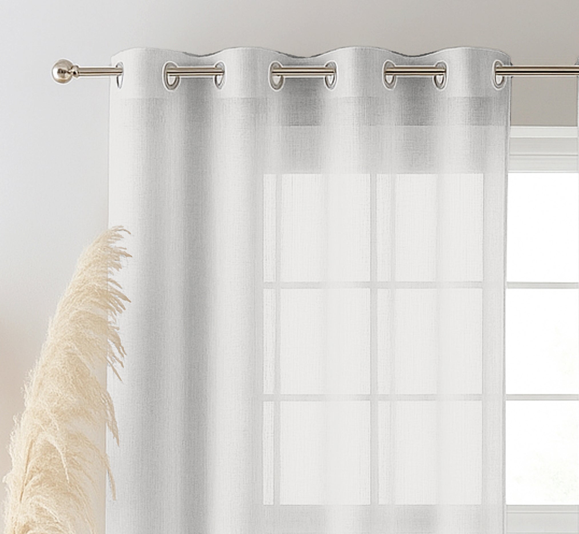 BELLE YELLOW LINEN PRINTED SHEER CURTAIN