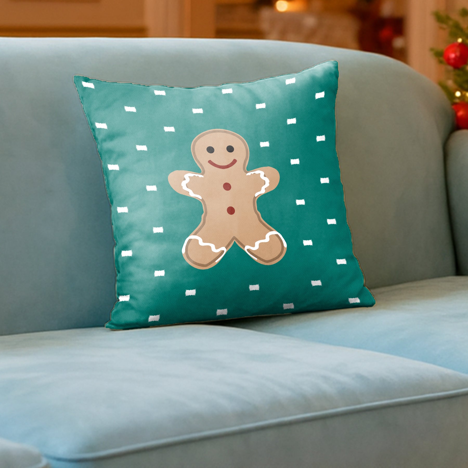 CHRISTMAS GINGERBREAD MAN CUSHION COVER (Pack of 2)