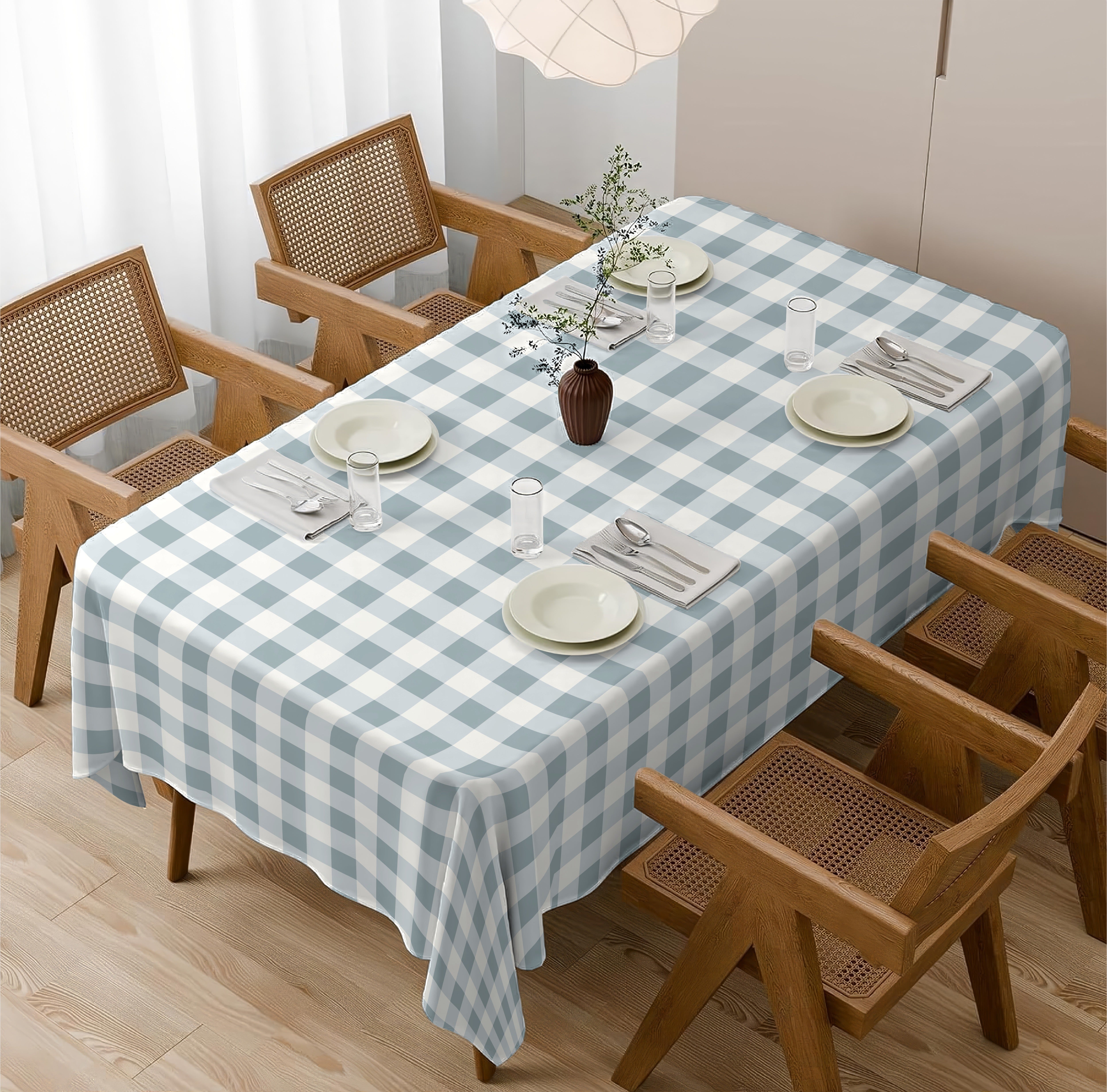 SPRING GALLERY BIG CHECK COOL GREY TABLE CLOTH