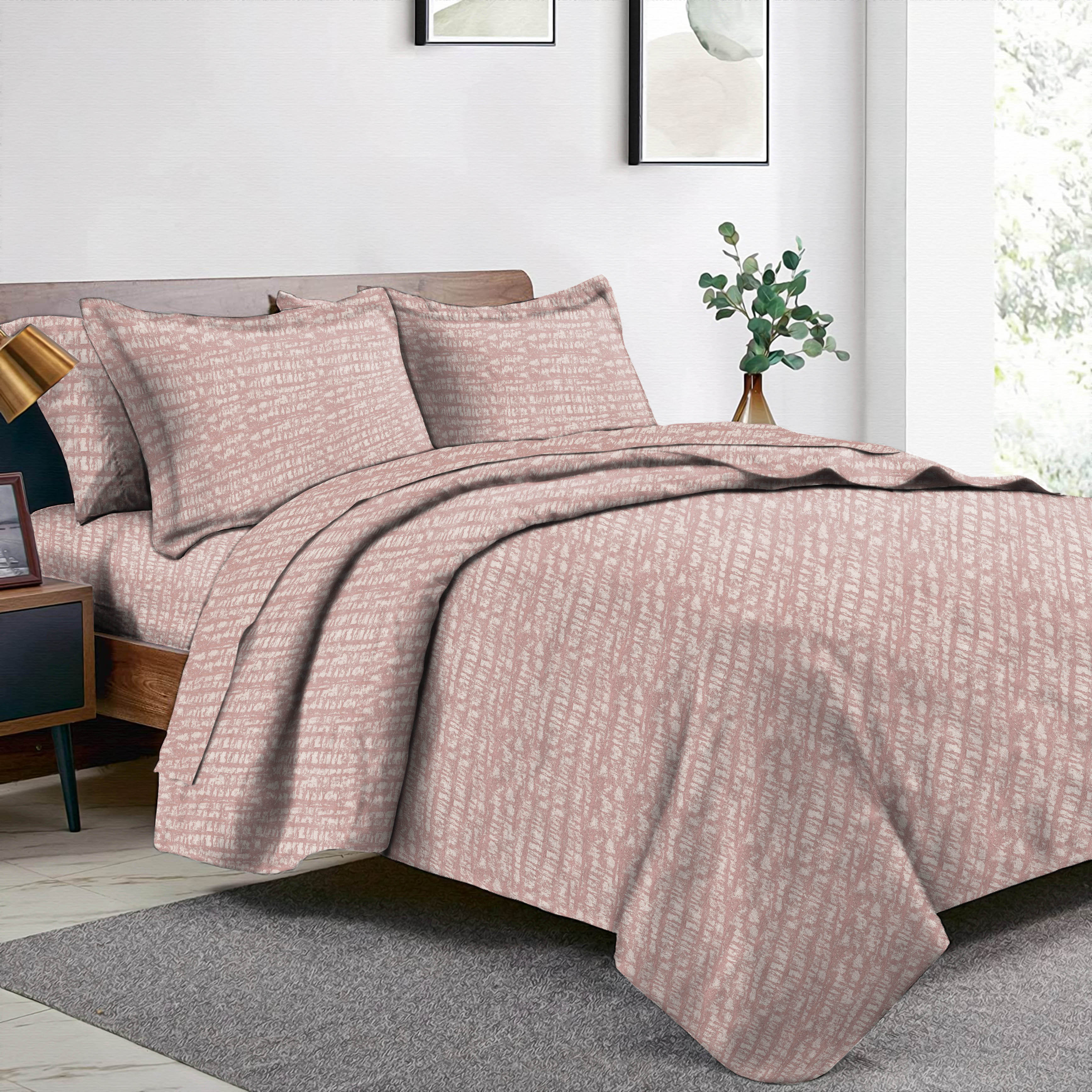 Valencia Baby Pink Bedcover for Double Bed with 2 Pillow Covers King Size (104" X 90") Bedspread Premium Sheeting for Bed