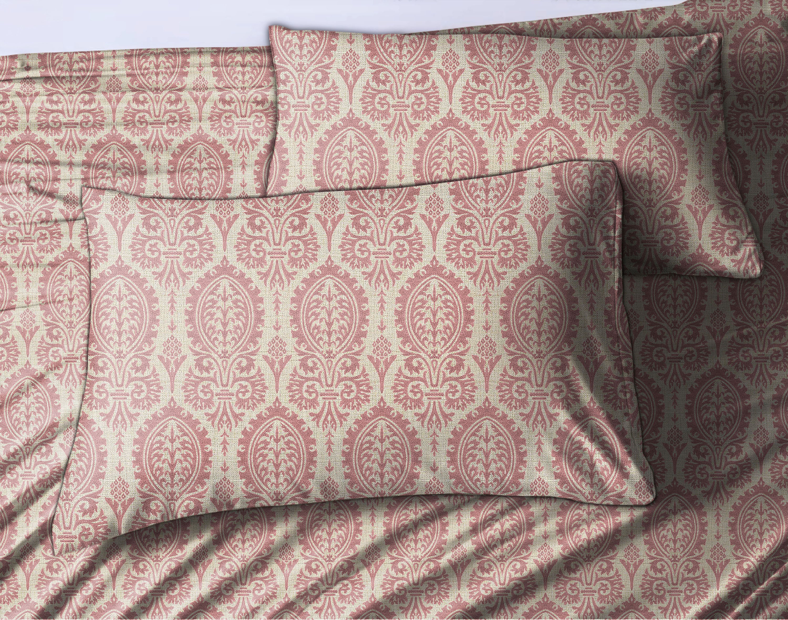 Manchester Baby Pink Bedcover for Double Bed with 2 Pillow Covers King Size (104" X 90")