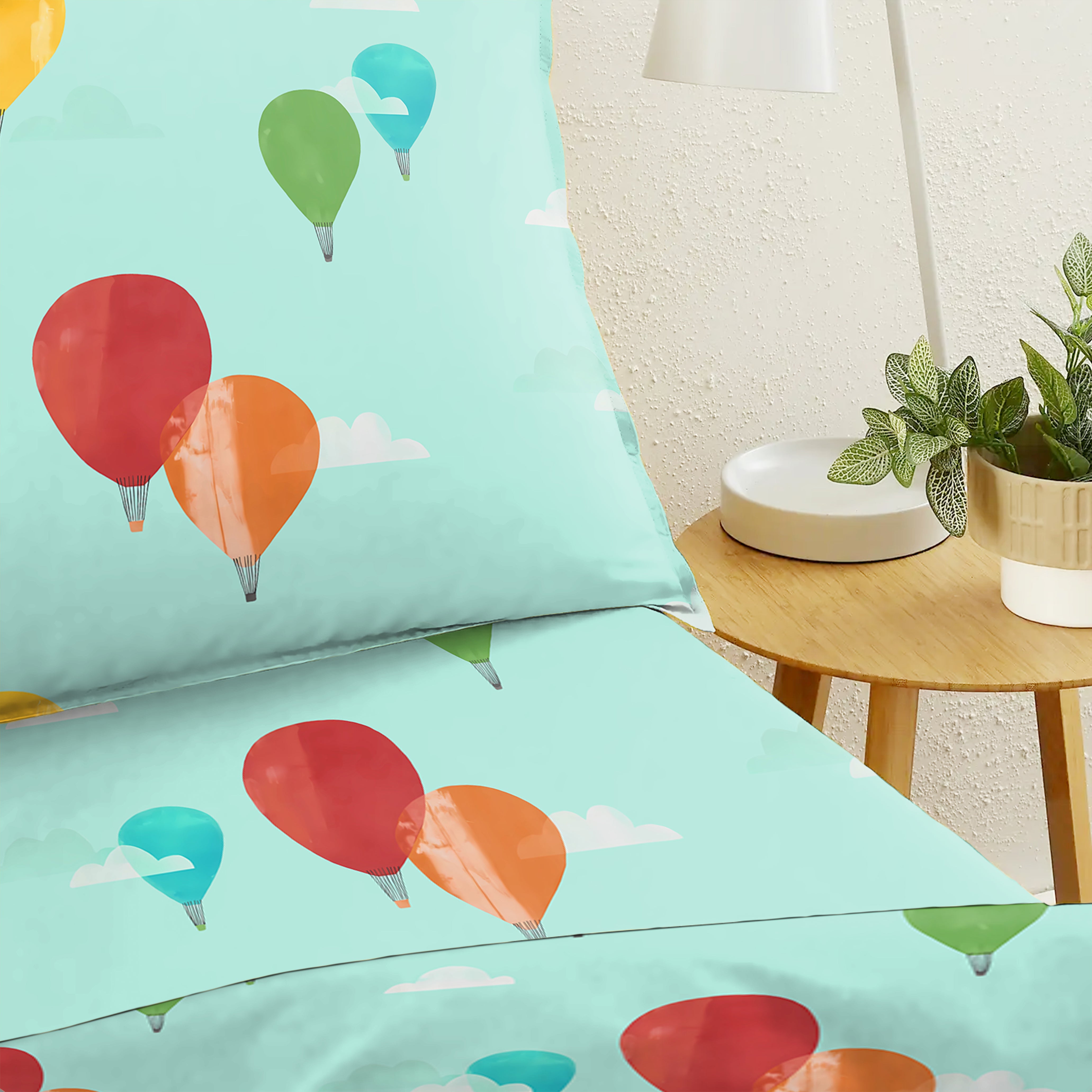 Bedcover Ballon Sky Blue for Single Bed with Pillow Covers King Size (60" X 90")