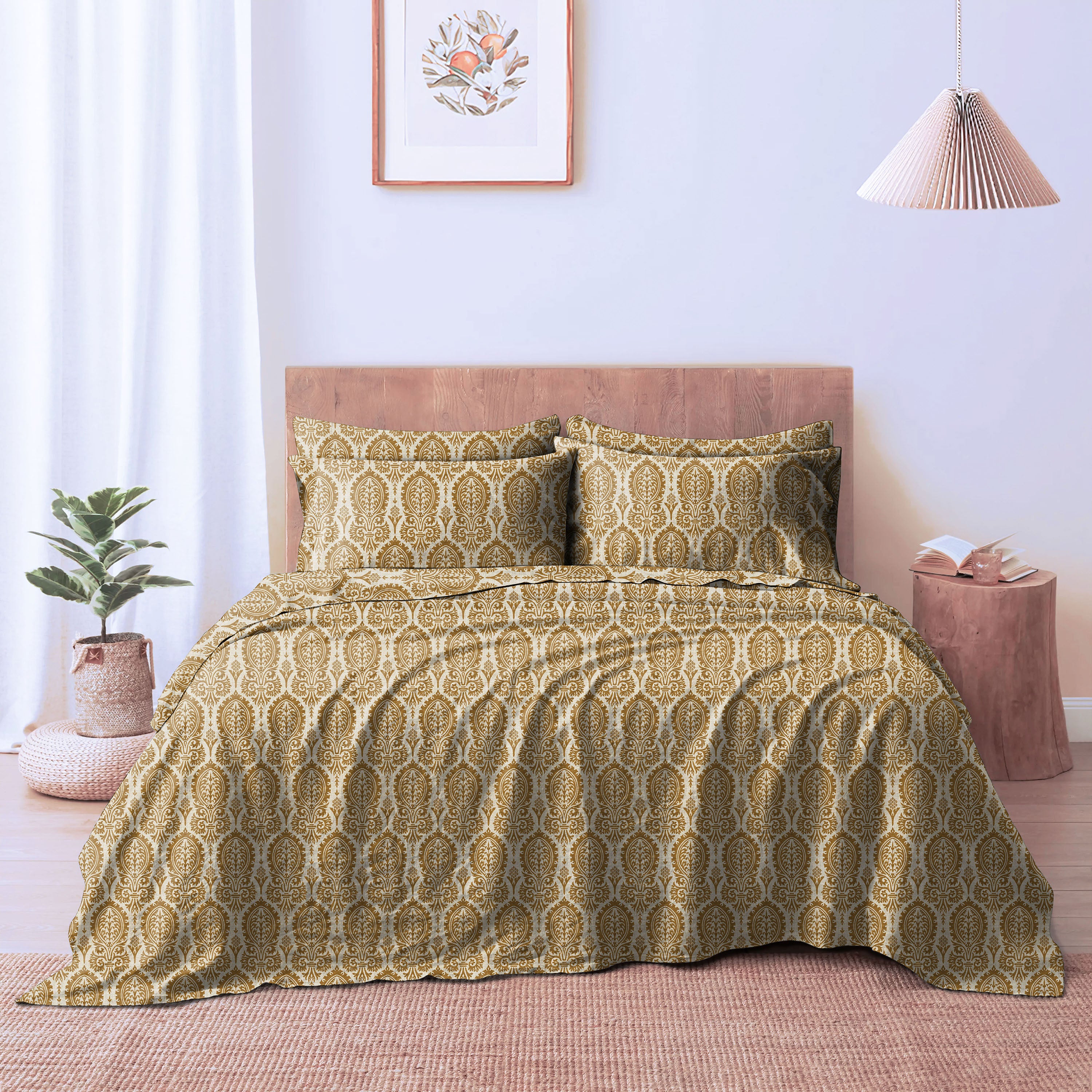 Bedcover Bistre Brown for Double Bedsheet with 2 Pillow Covers King Size (104" X 90")