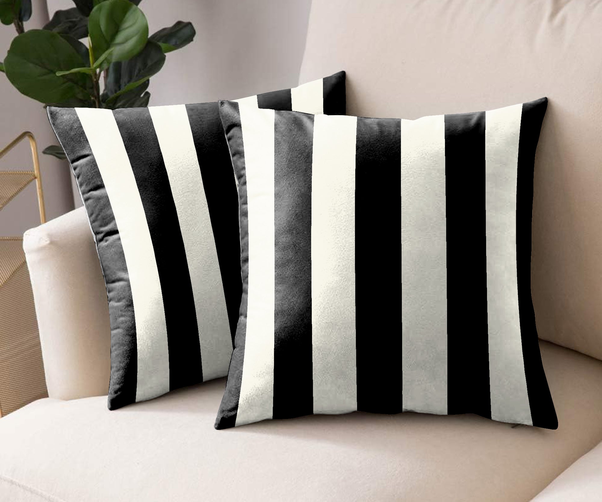 SPRING GALLERY BIG STRIPE BLACK (16X16 INCH) DIGITAL PRINTED CUSHION COVER