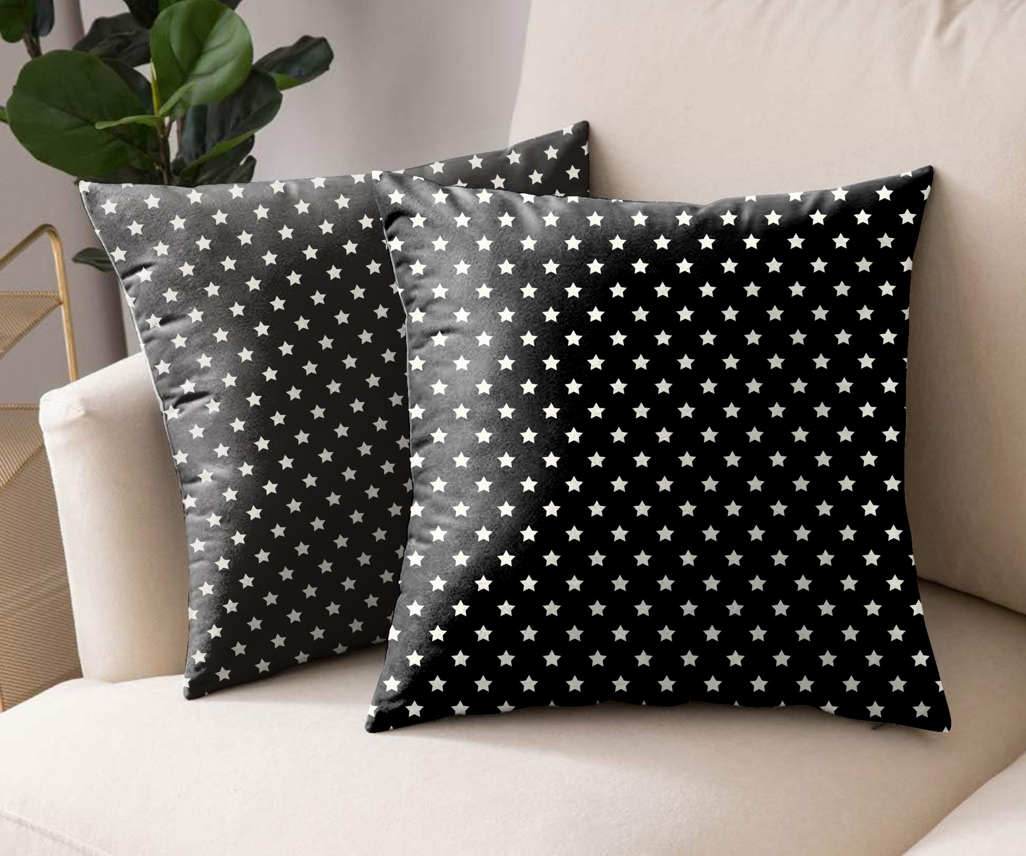 SPRING GALLERY STAR BLACK DIGITAL PRINTED CUSHION COVER (Pack of 2)