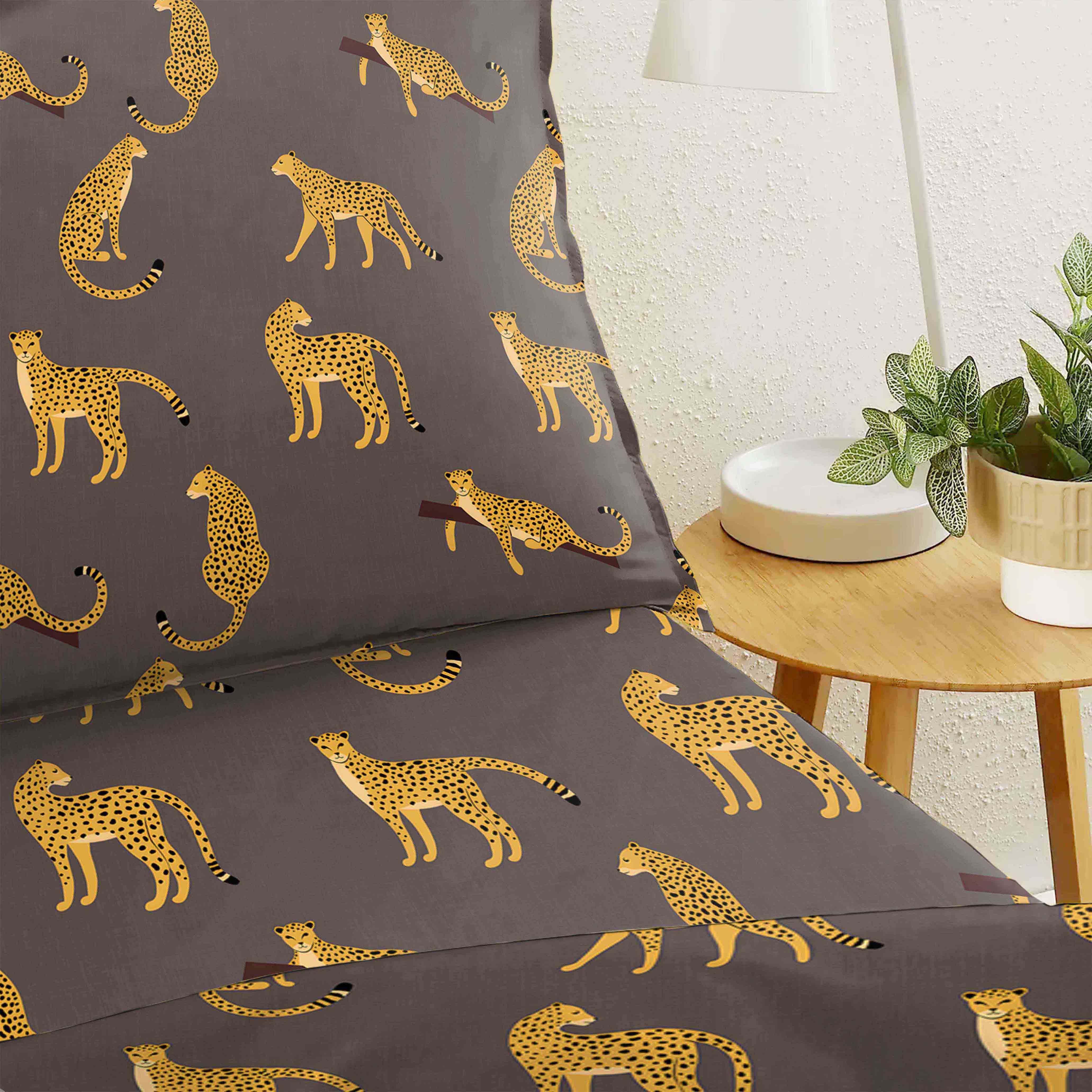 Leopard Black Cow Bedcover for Single Bed with Pillow Covers King Size (60" X 90")