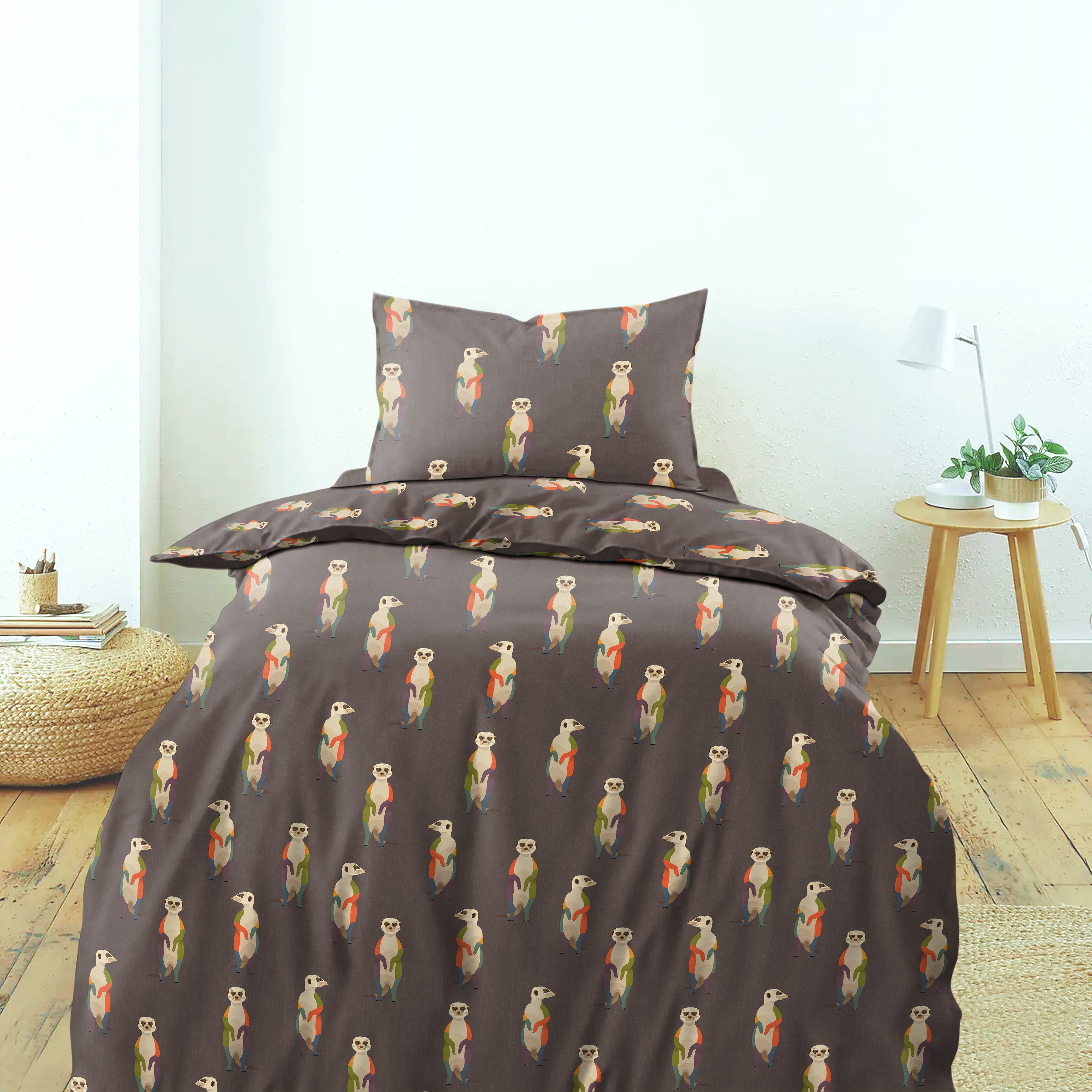 CASABLEU KIDS SELTOS BLACK COW BEDCOVER FOR BED WITH PILLOW COVERS SIZE (60" X 90")