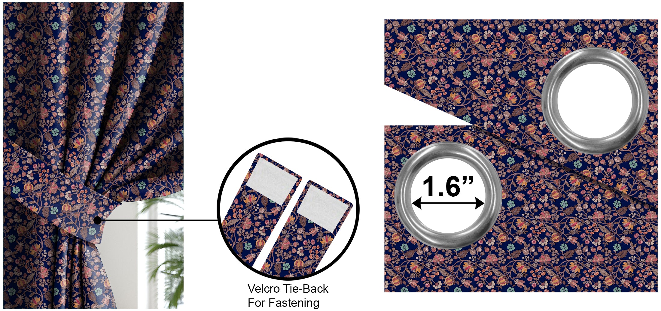 AZURE BLUE PRINTED BLACKOUT CURTAIN